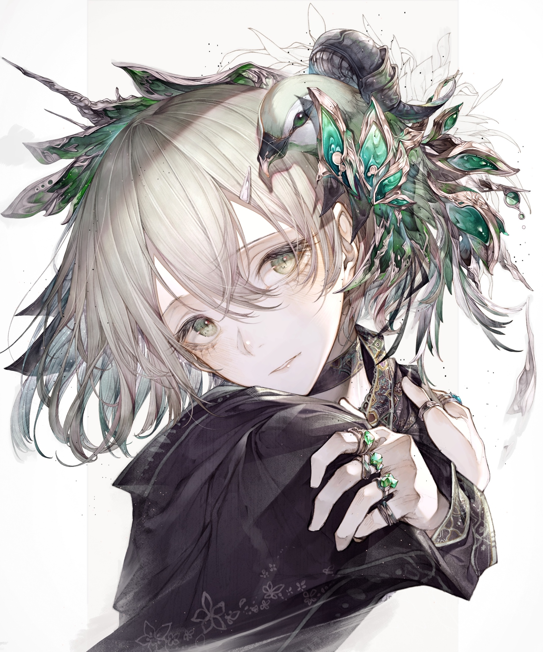 Girl with bird-like headpiece and black cloak HD Phone Wallpaper