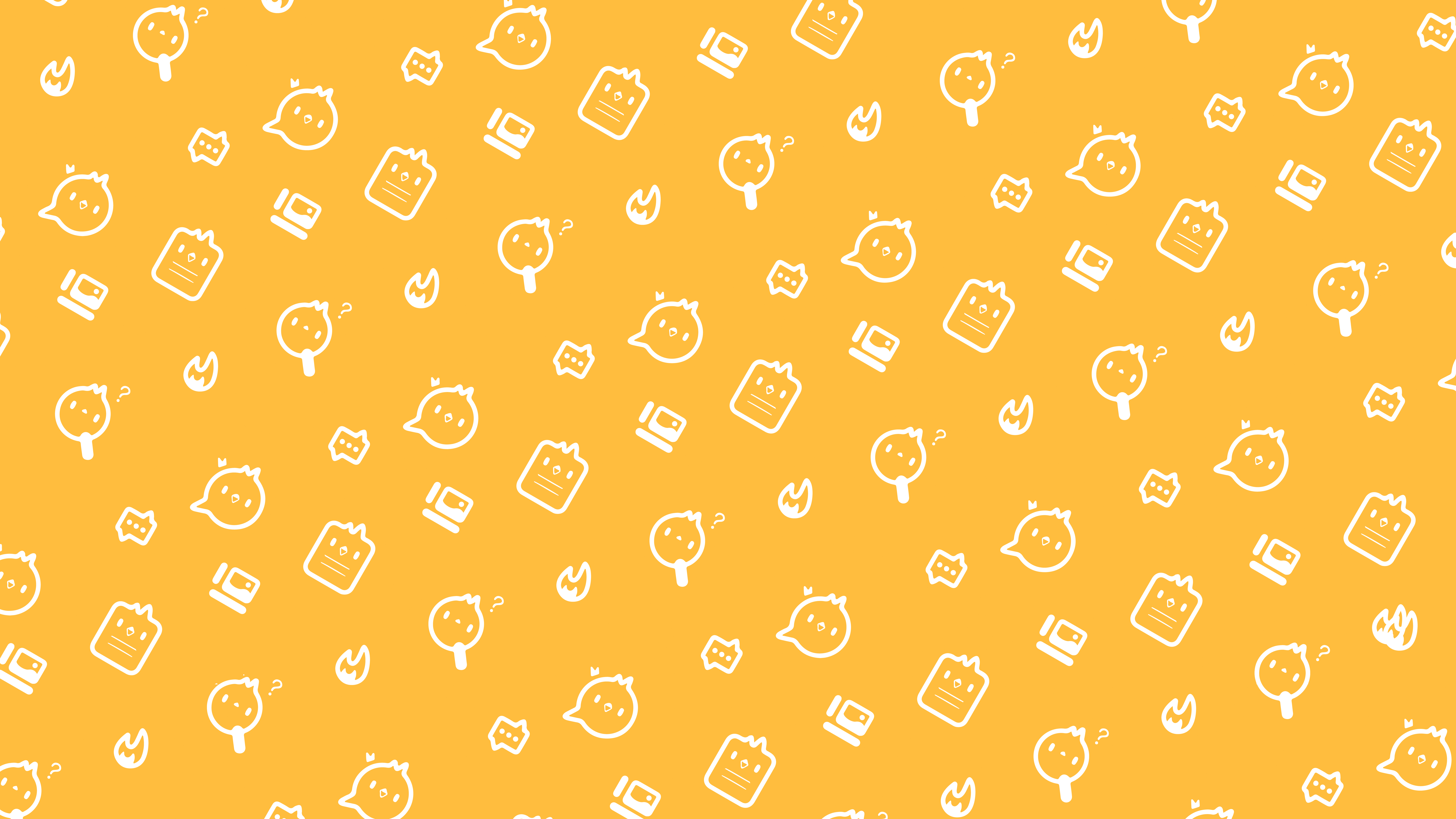 4K yellow background pattern with cute icons HD Wallpaper