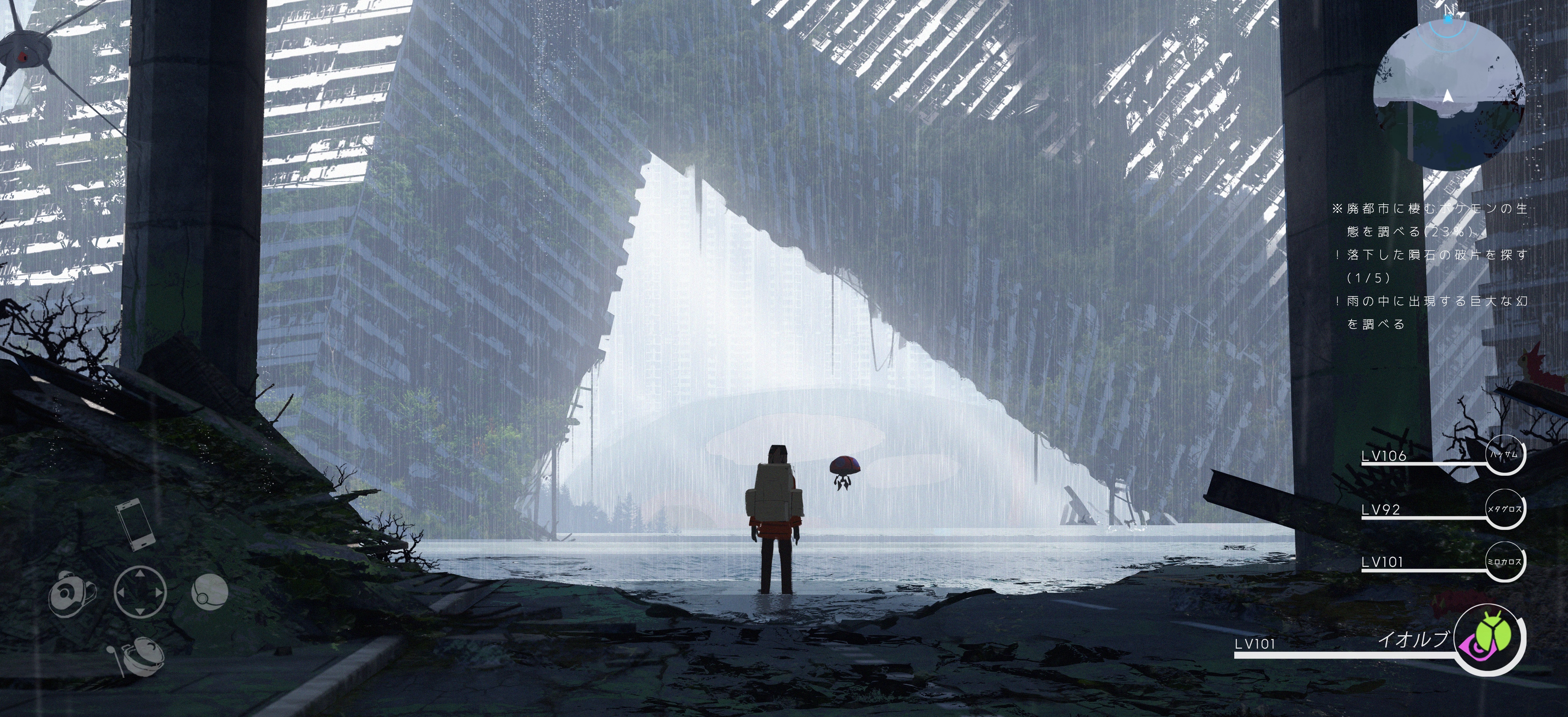 4K Pokémon rain ruins HD Wallpaper