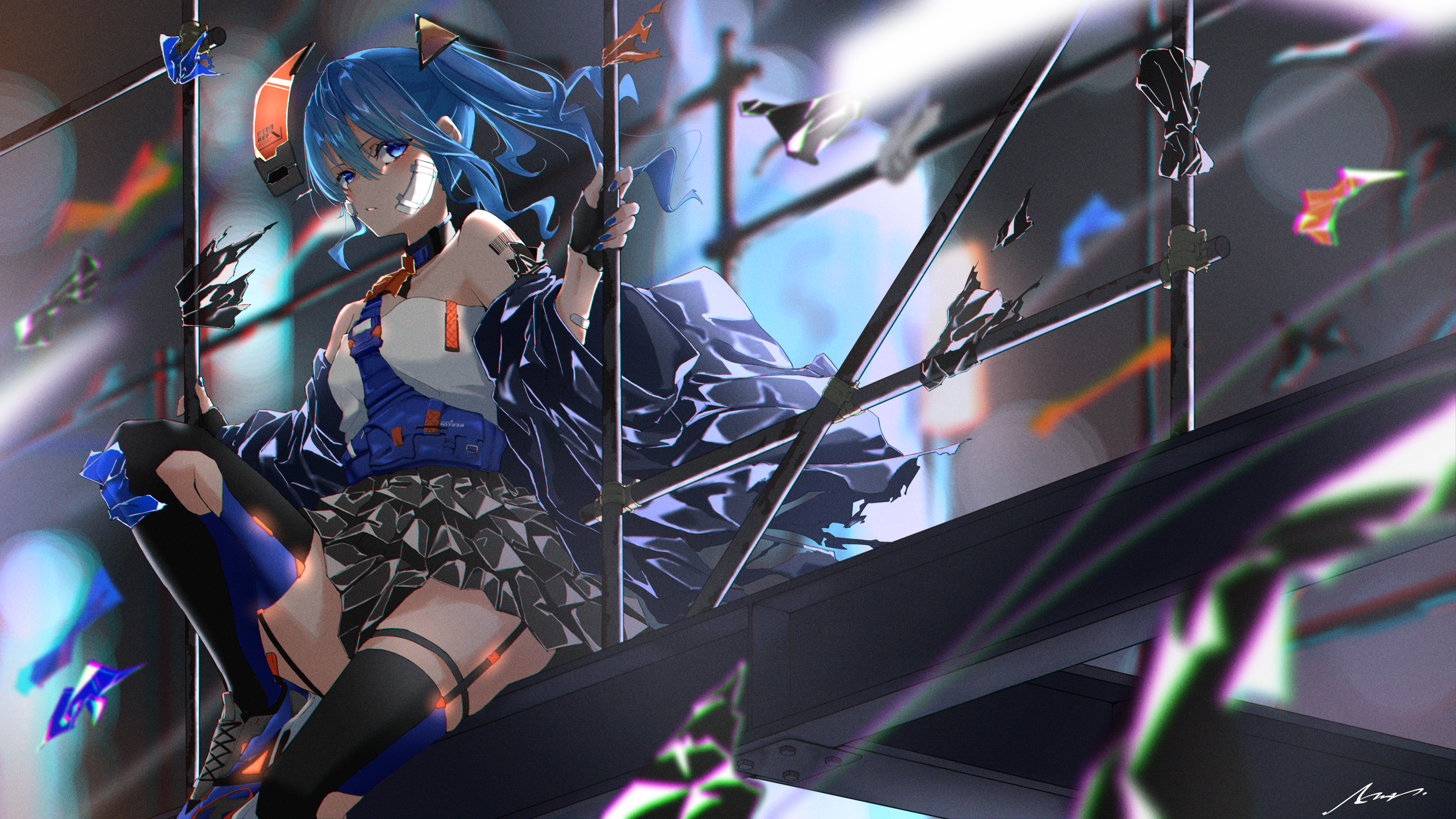 4K Hoshimachi Suisei with blue hair and eyes HD Wallpaper