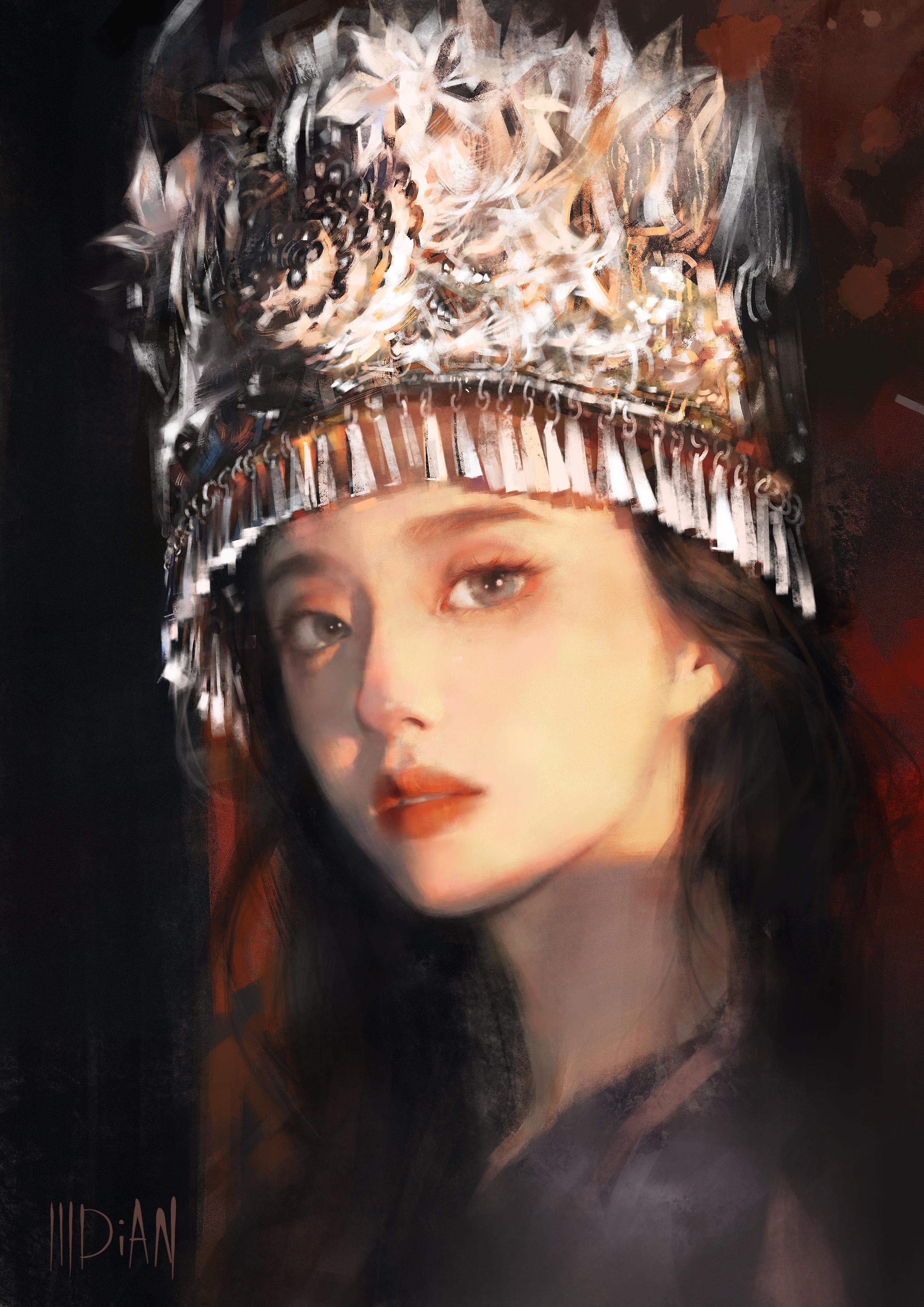 Woman in traditional Chinese headdress by ILLDIAN HD Phone Wallpaper