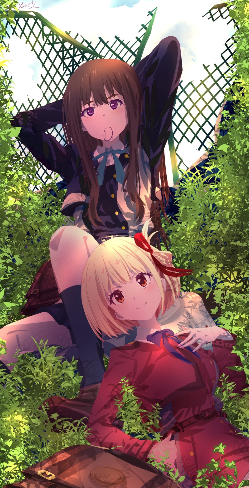 Lycoris Recoil fan art of Chisato and Takina HD Phone Wallpaper
