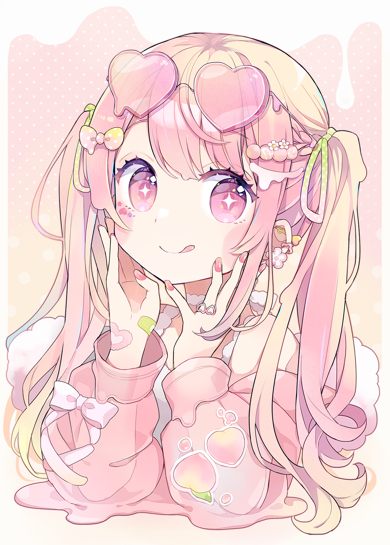 Girl with pink twintails and heart glasses HD Phone Wallpaper