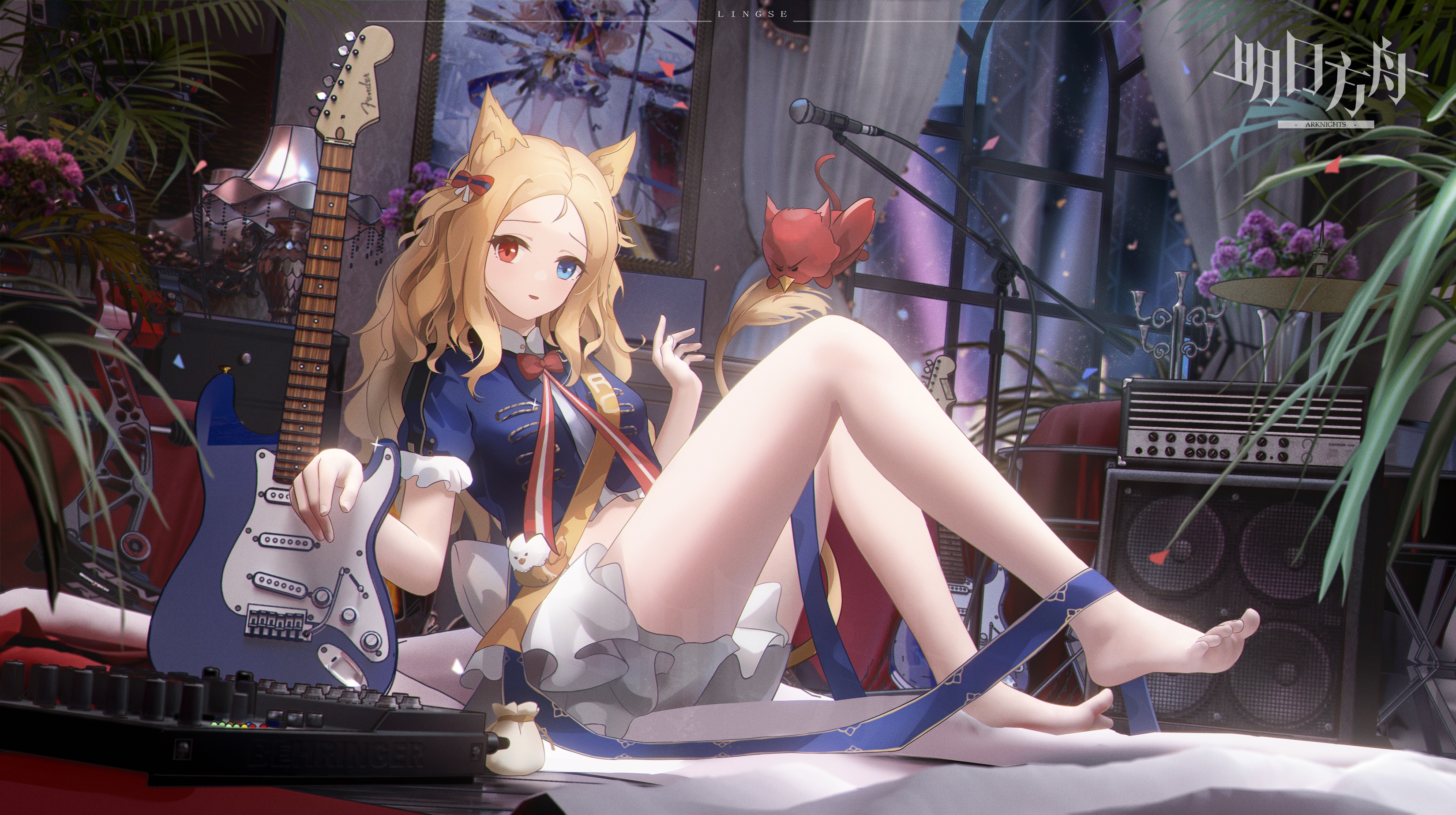Arknights Archetto with guitar HD Wallpaper