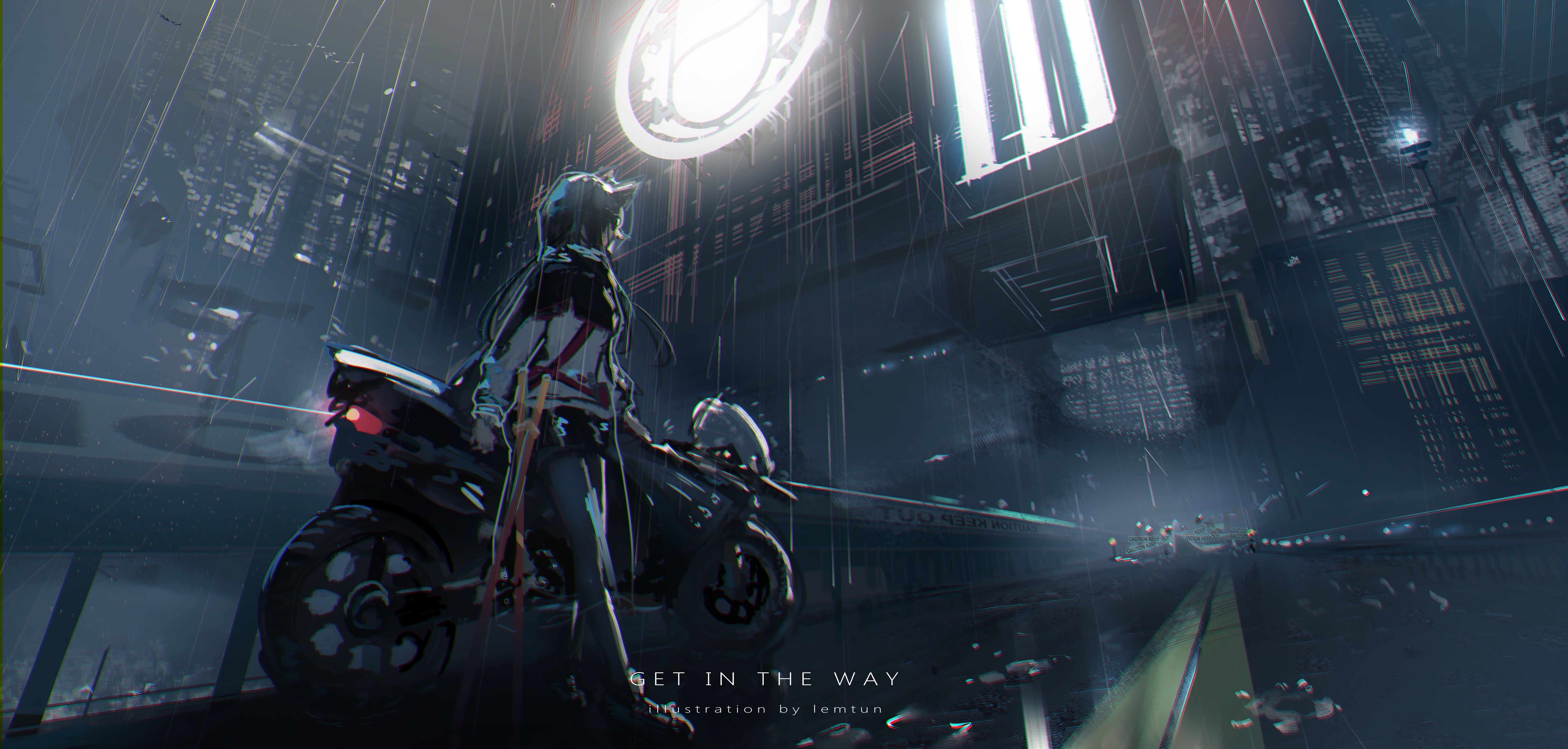 4K Arknights Texas on a motorcycle in the rain HD Wallpaper