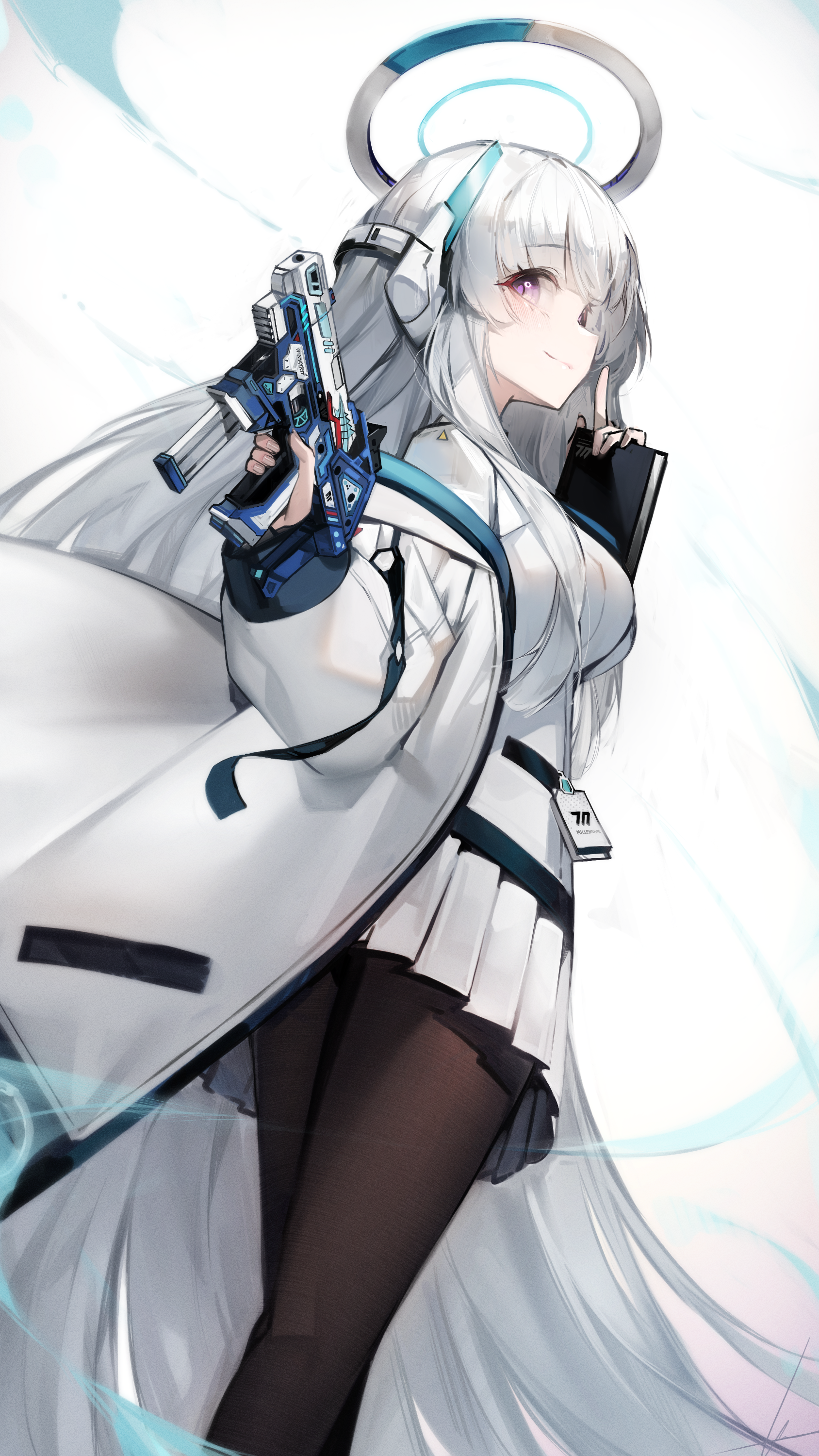 Ushio Noa from Blue Archive holding a gun HD Phone Wallpaper