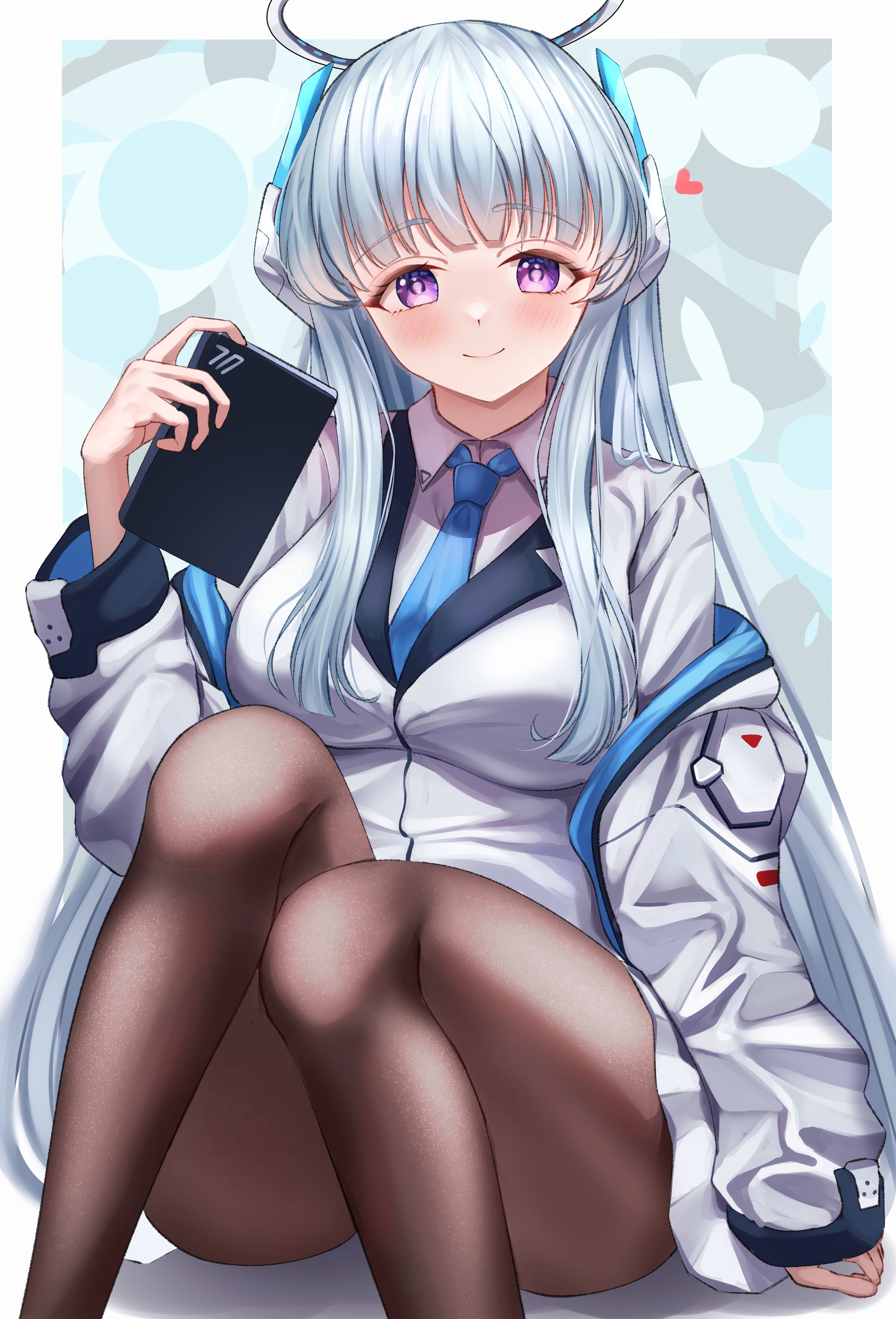 Ushio Noa from Blue Archive holding a tablet HD Phone Wallpaper