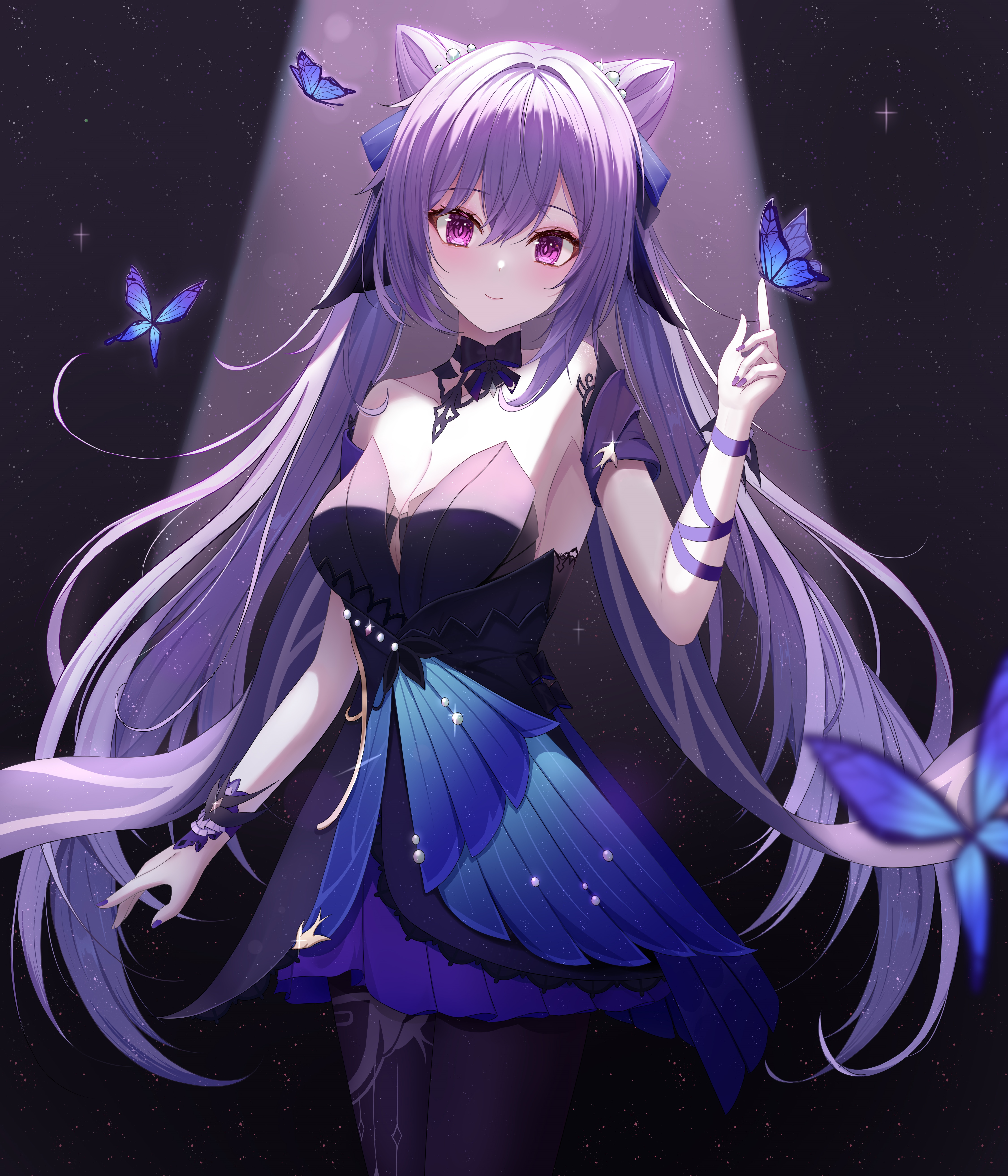 4K Genshin Impact Keqing with Butterflies HD Phone Wallpaper