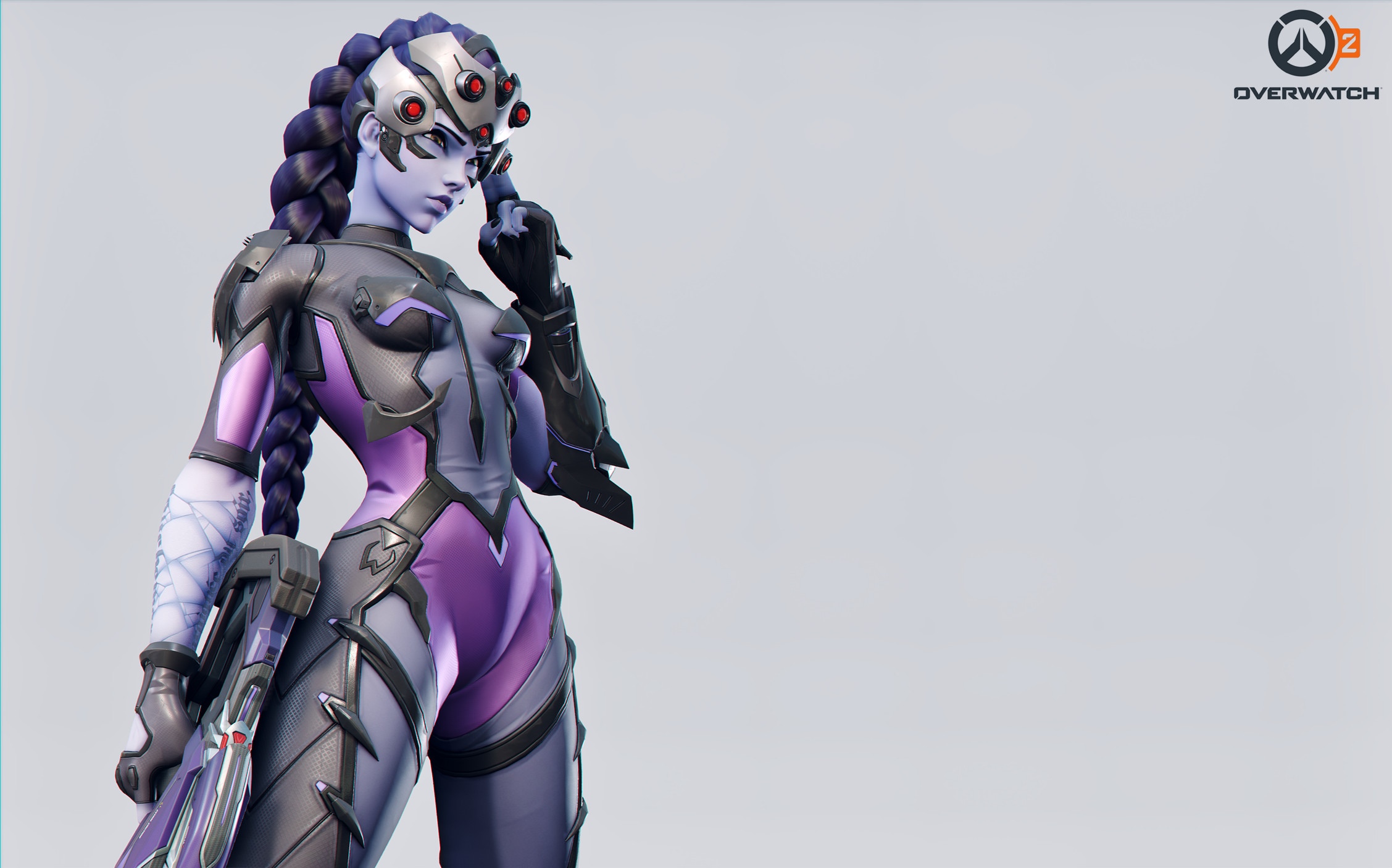Widowmaker from Overwatch 2 holding a gun HD Wallpaper