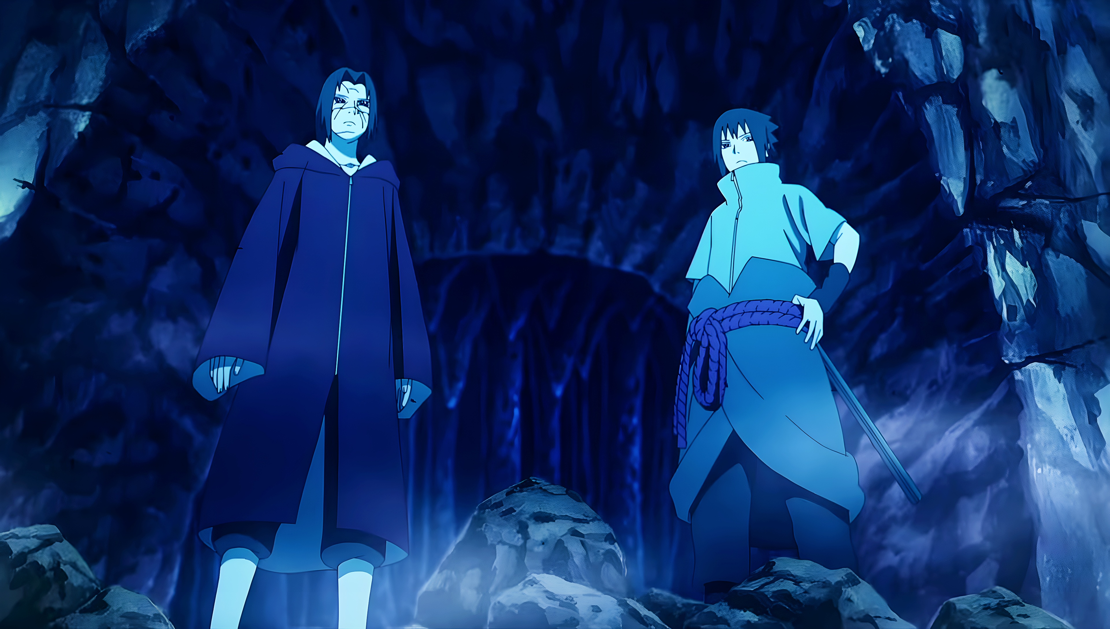 4K Naruto Shippuden: Itachi and Sasuke in a Cave HD Wallpaper