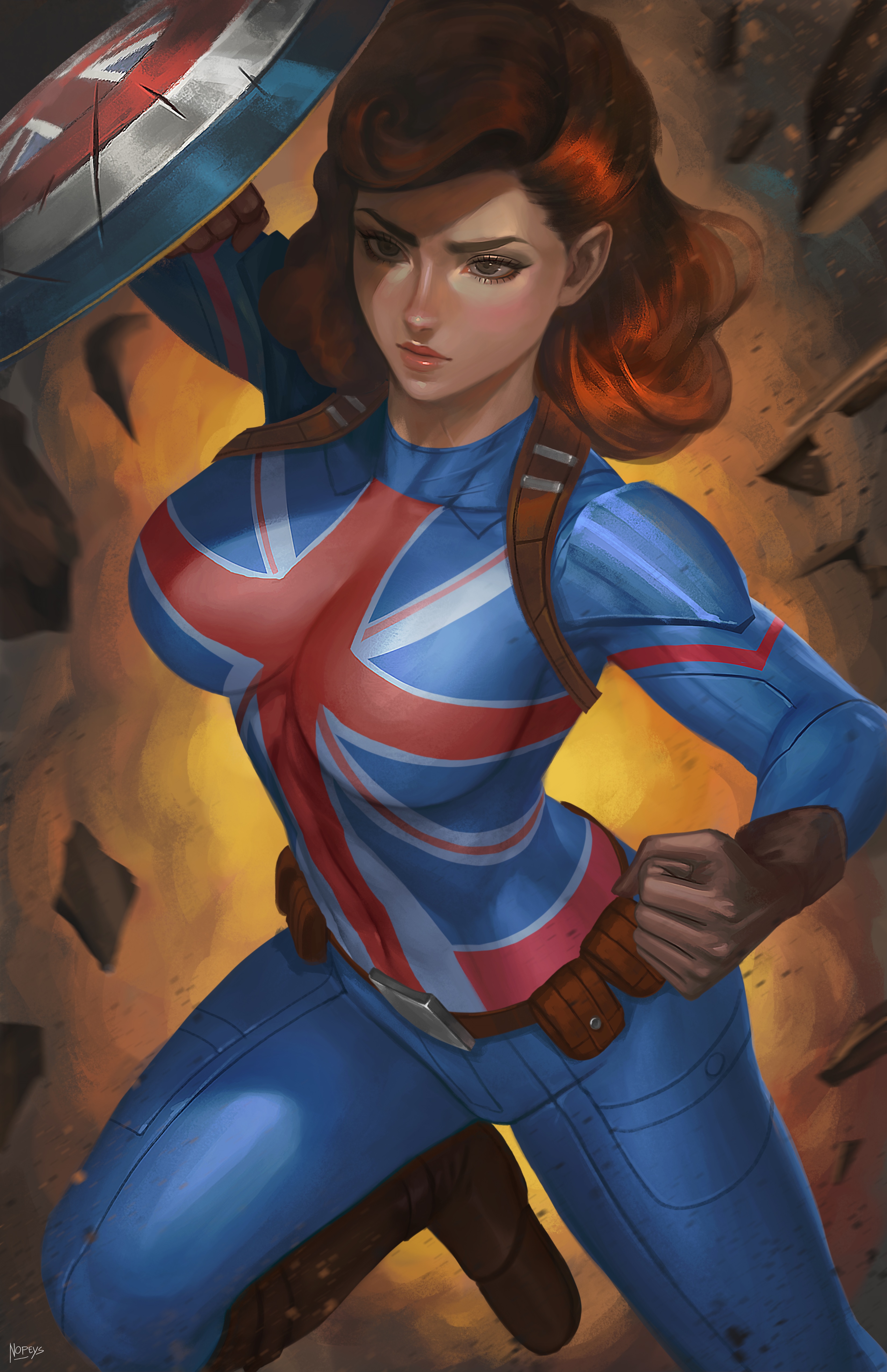 Peggy Carter as Captain Britain fan art HD Phone Wallpaper