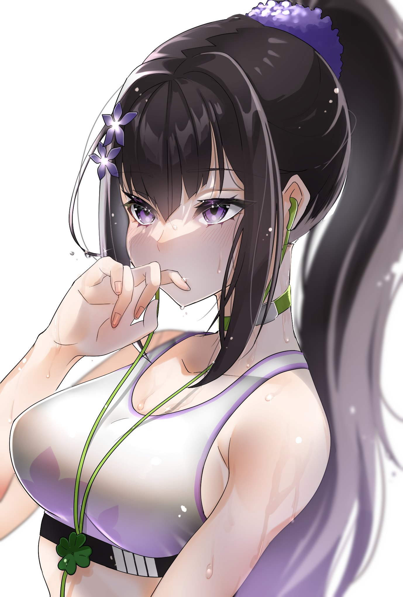 Otohana Sumire from Blue Archive with flowers in hair HD Phone Wallpaper