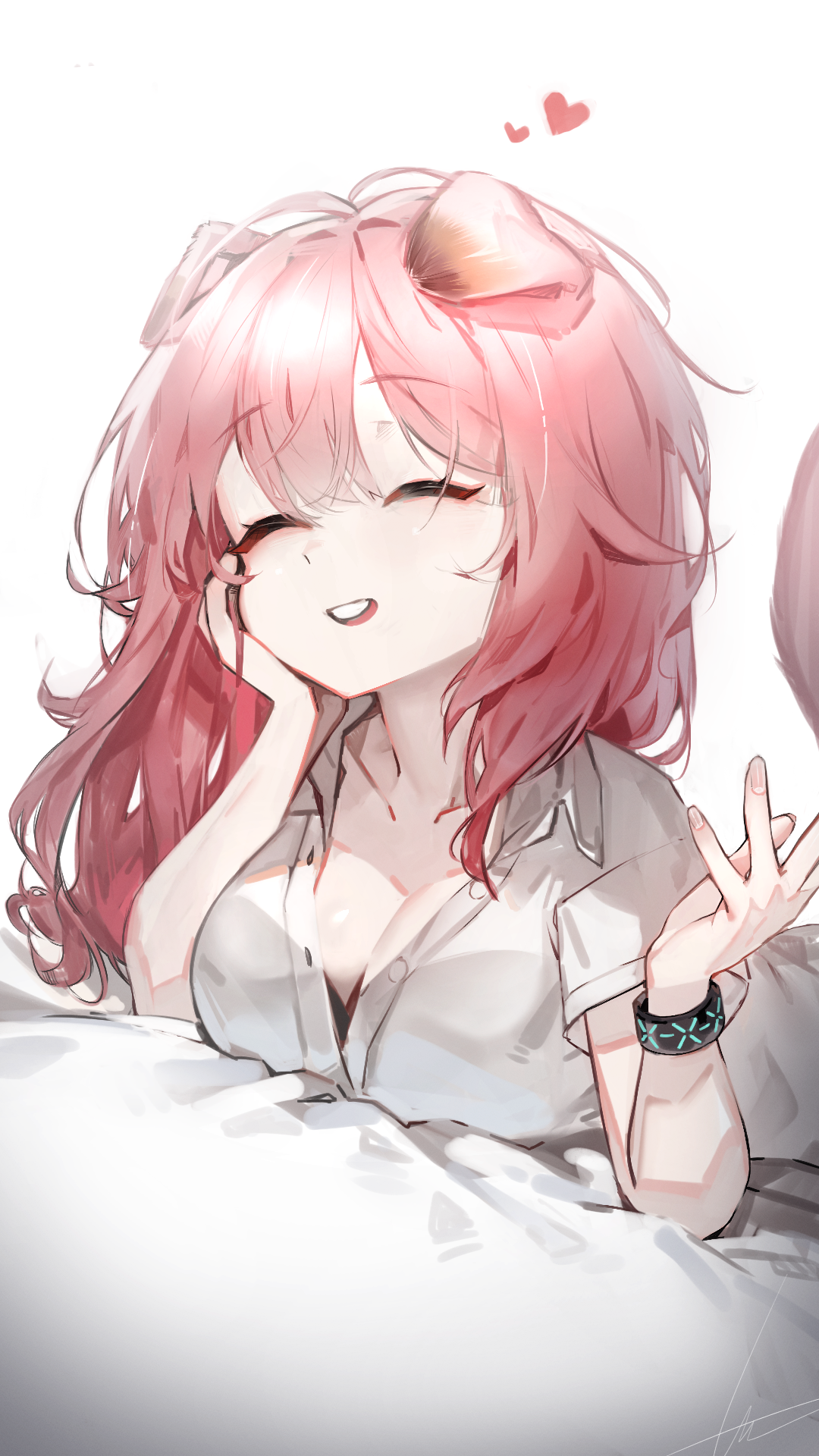 Goldenglow from Arknights with pink hair and animal ears HD Phone Wallpaper