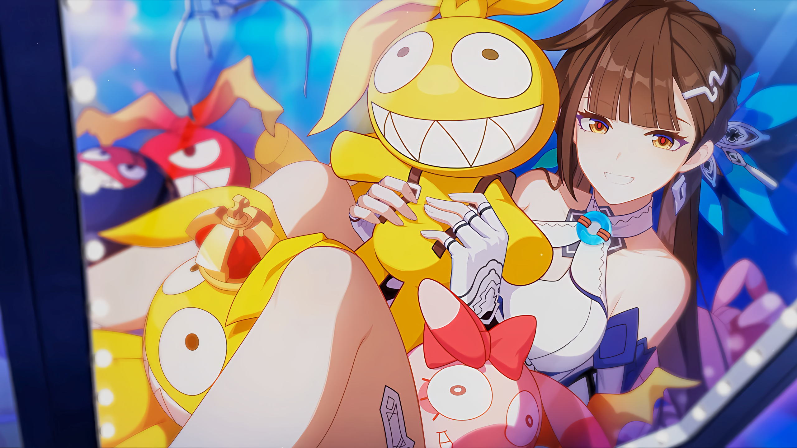 Girl with stuffed toys HD Wallpaper