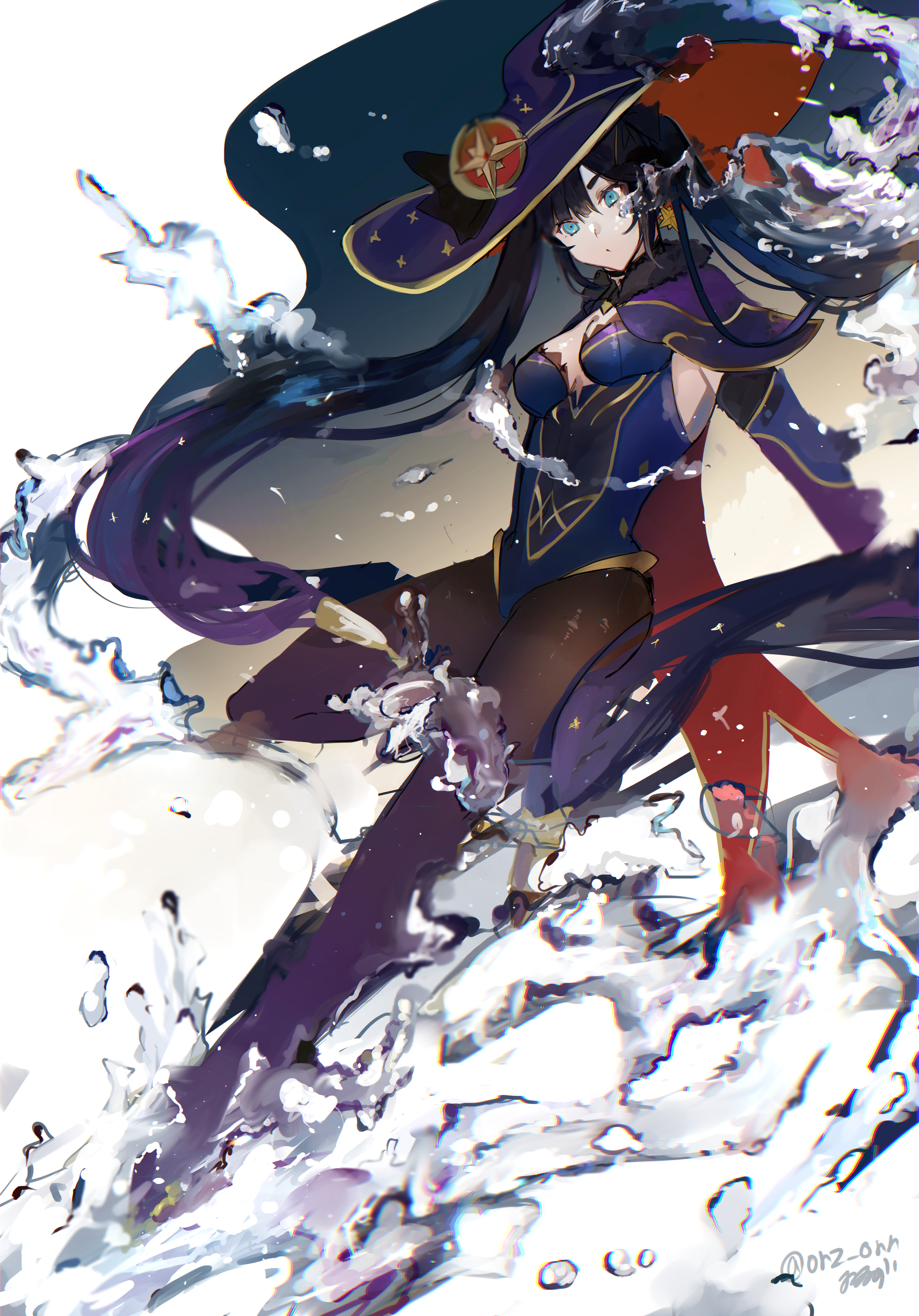 Mona from Genshin Impact surrounded by water HD Phone Wallpaper