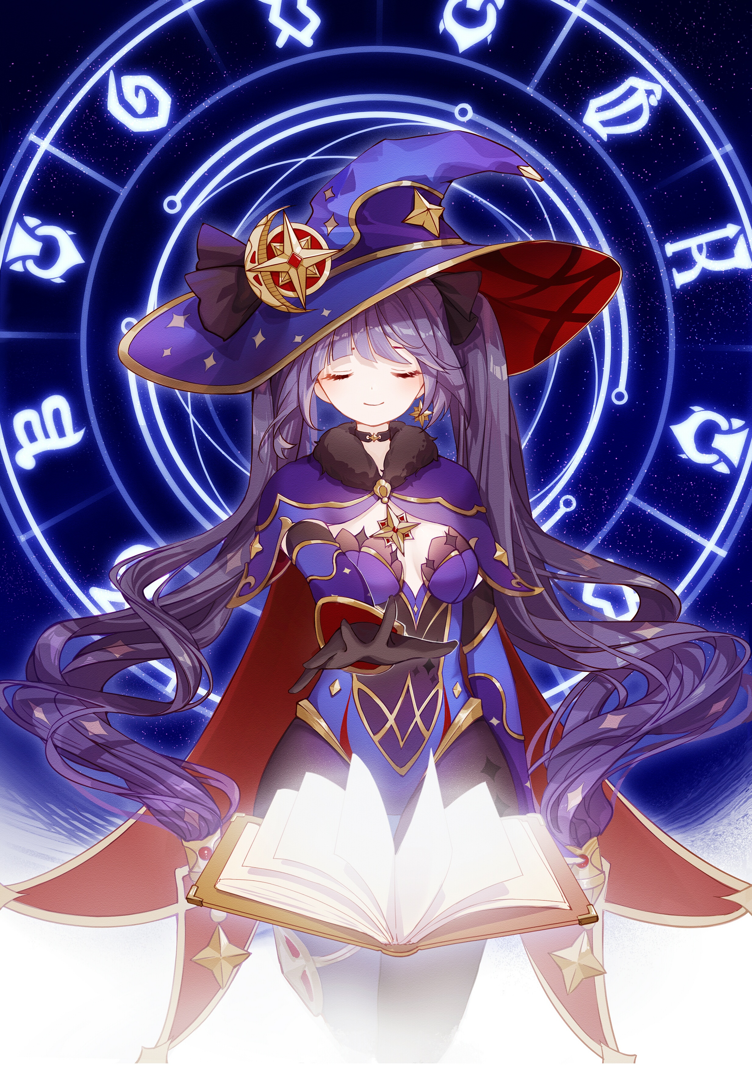 Mona from Genshin Impact reading a book HD Phone Wallpaper