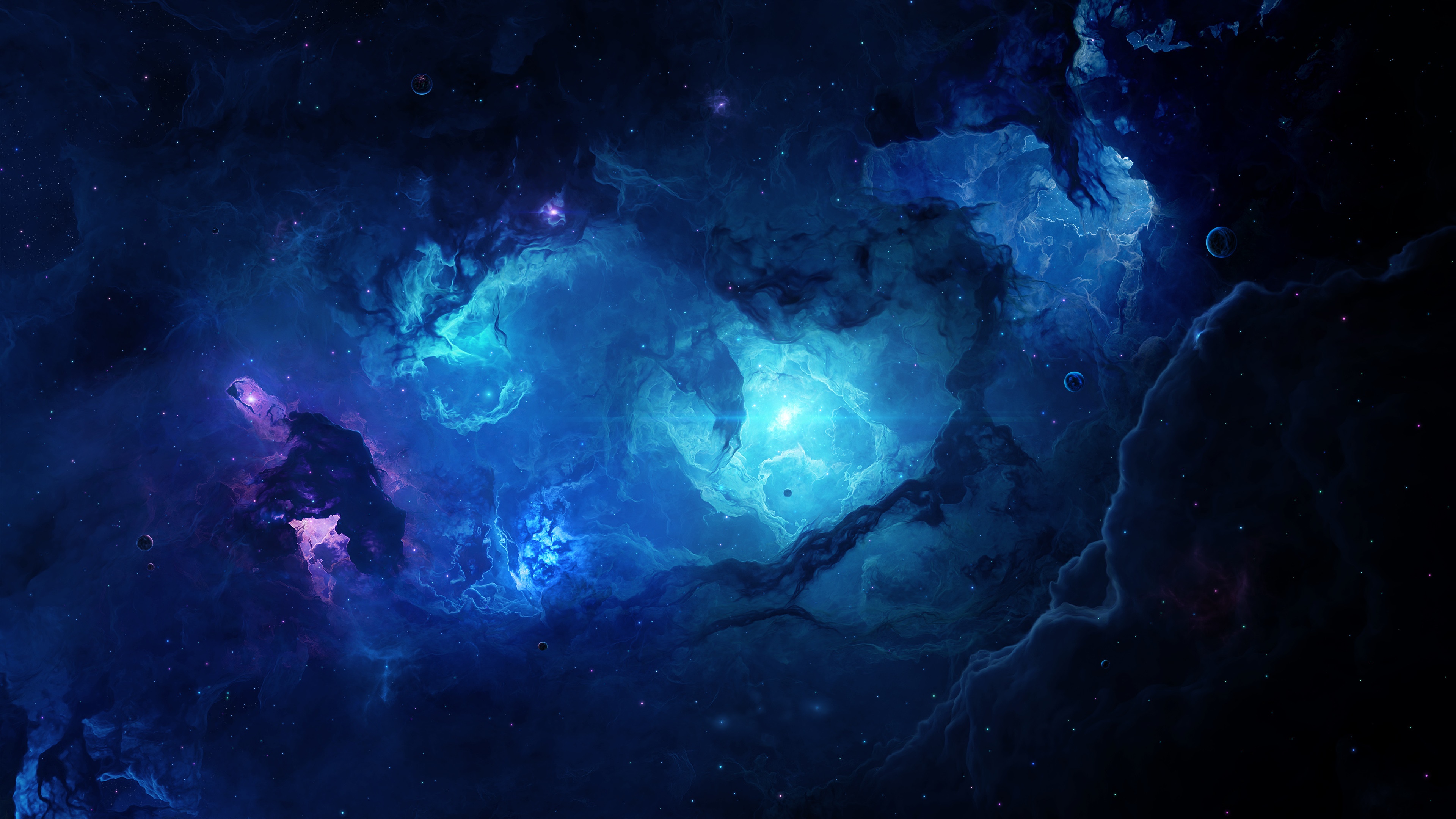 4K Nebula with Stars and Planets HD Wallpaper