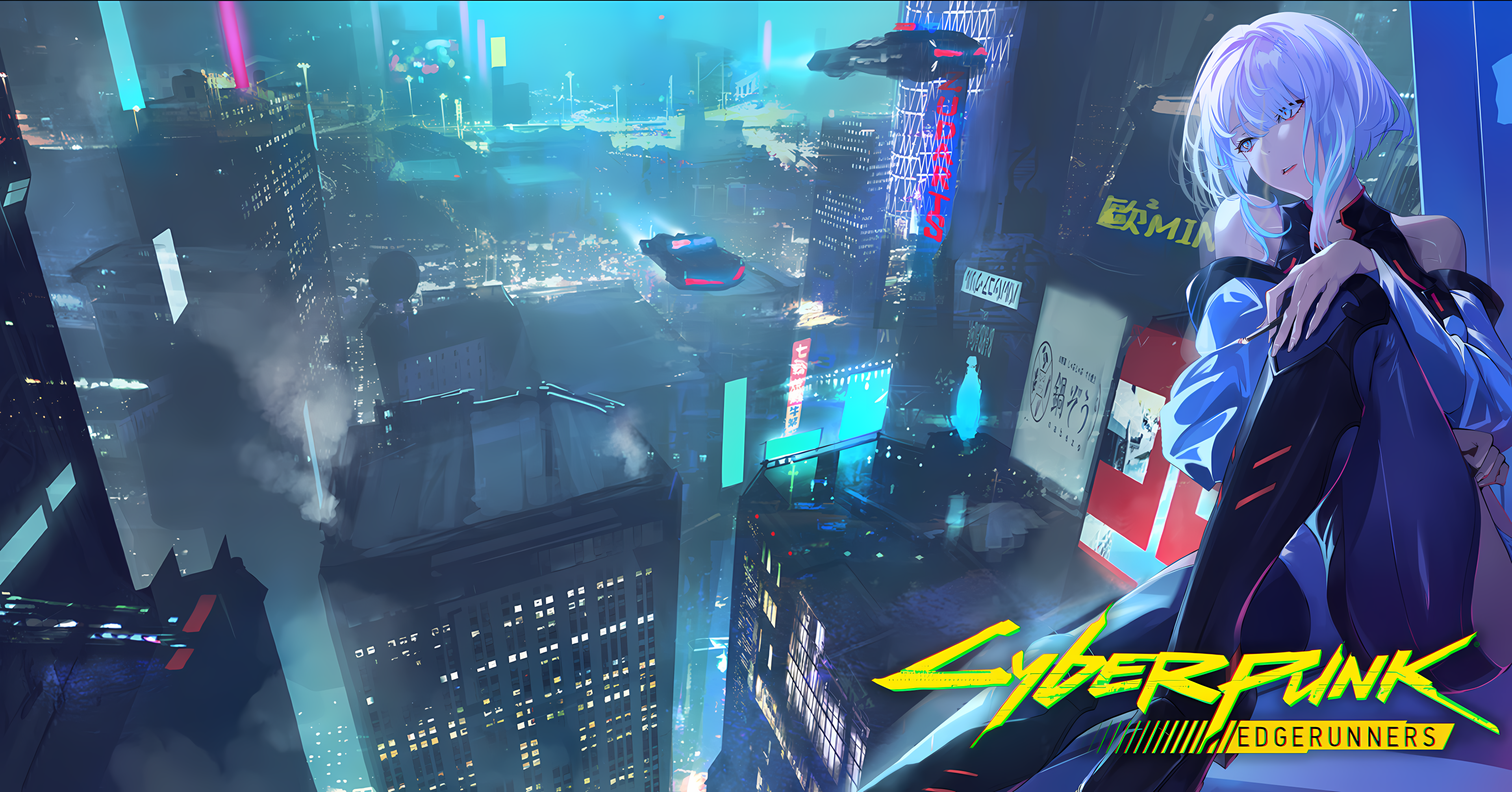 Cyberpunk: Edgerunners Lucyna Kushinada in a futuristic city HD Wallpaper