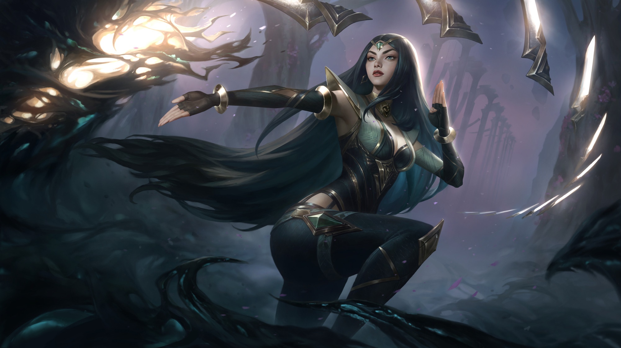 Irelia from League of Legends in a fighting stance HD Wallpaper