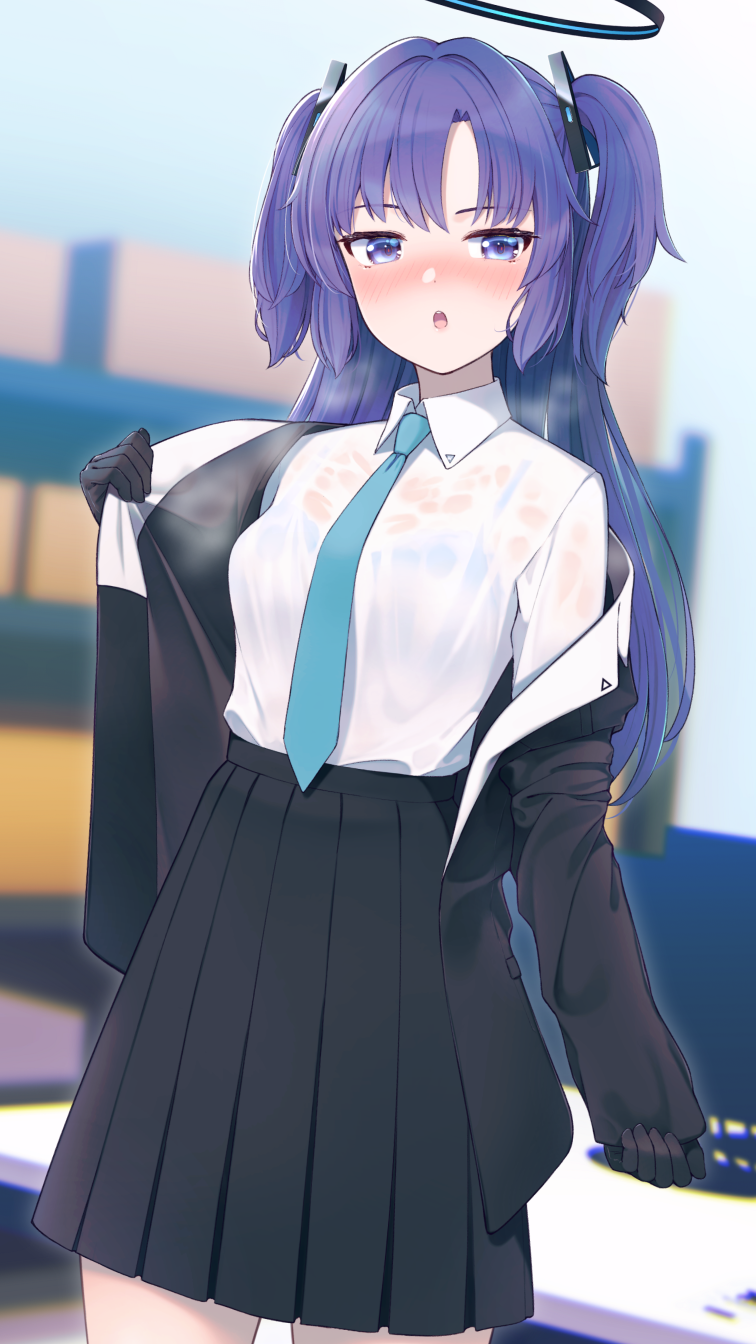 Hayase Yuuka from Blue Archive sweating in her uniform HD Phone Wallpaper