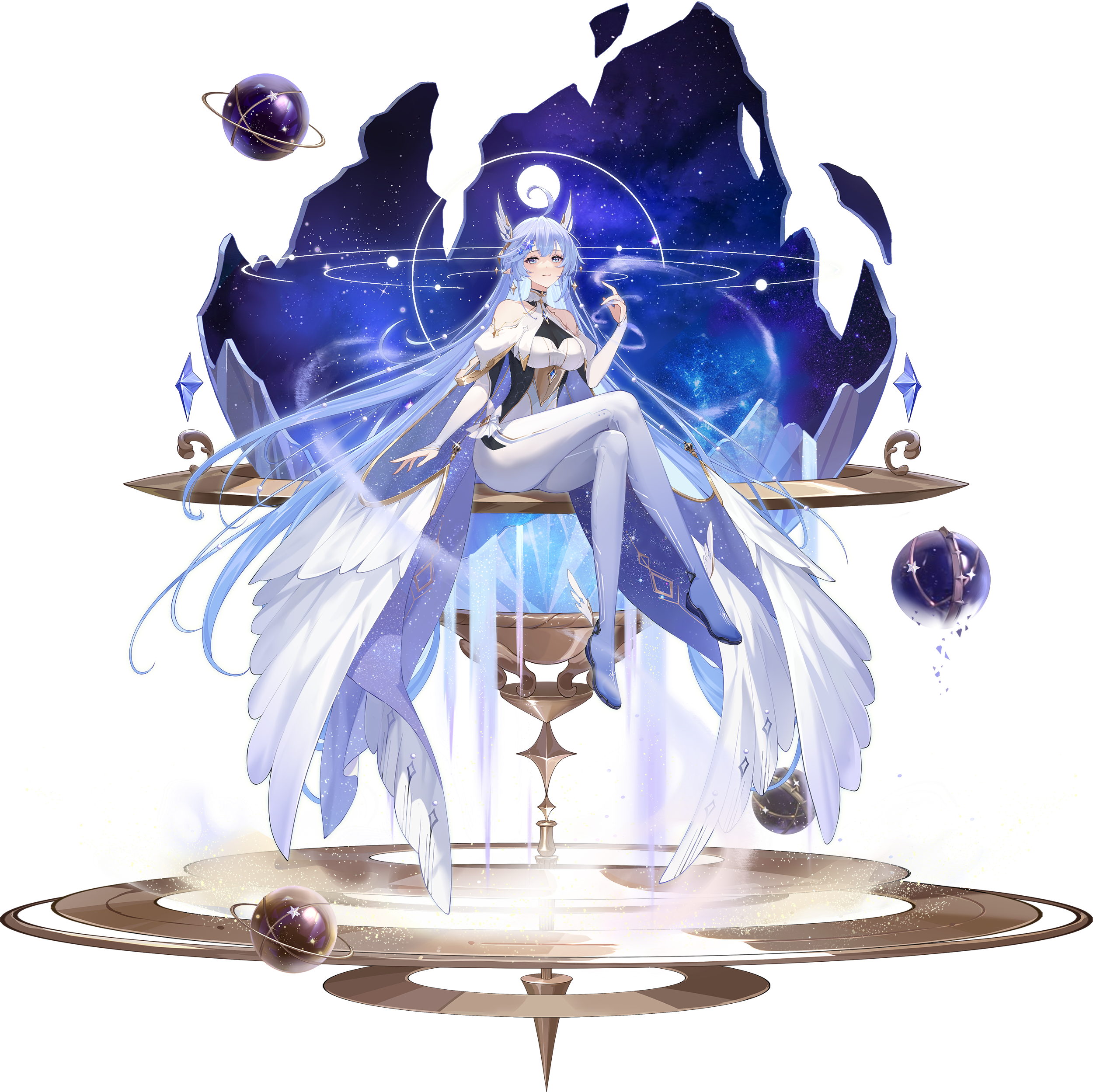 Aura Star with Blue Hair and Moon HD Wallpaper