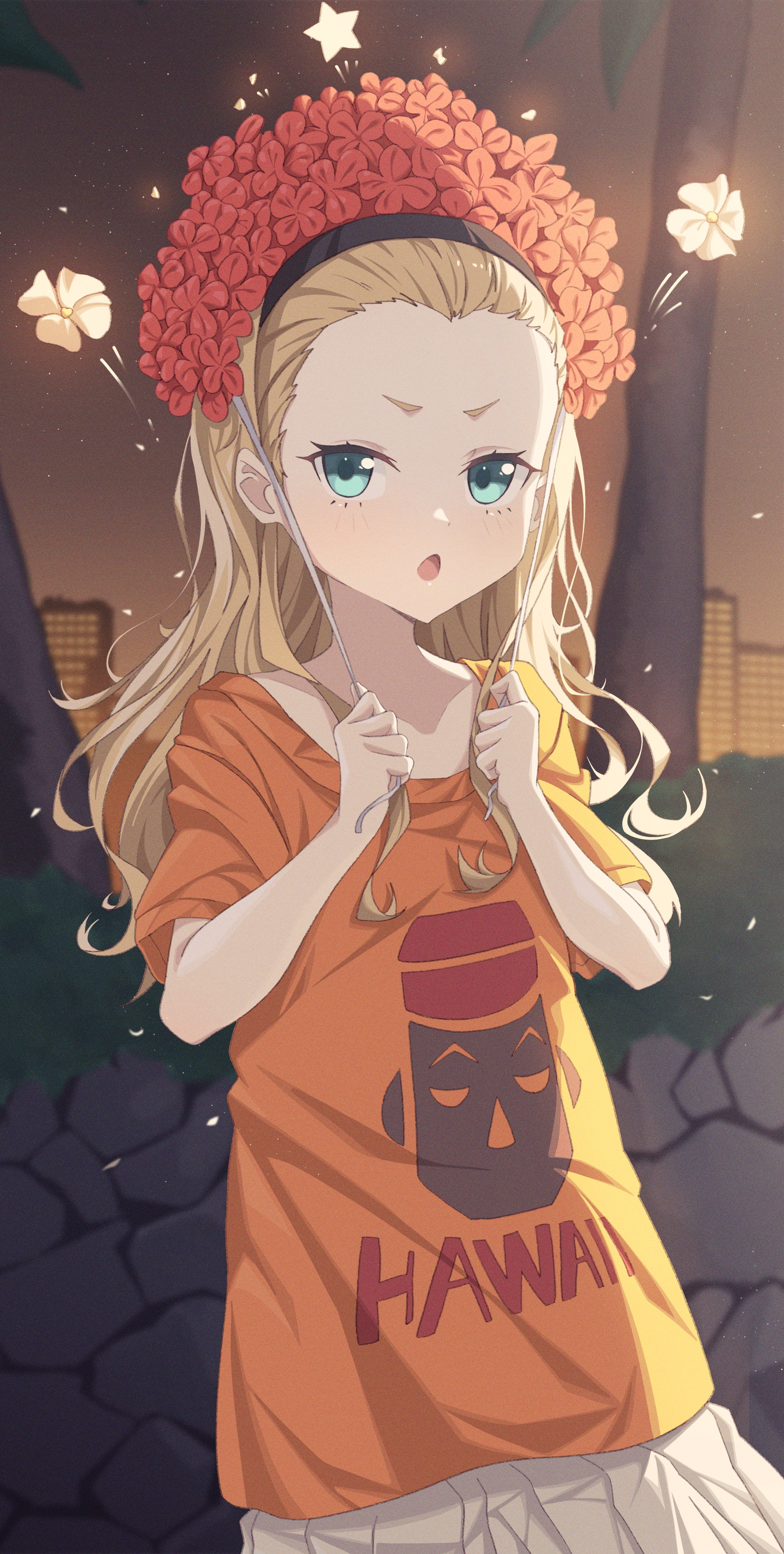Kurumi from Lycoris Recoil wearing a Hawaii shirt HD Phone Wallpaper