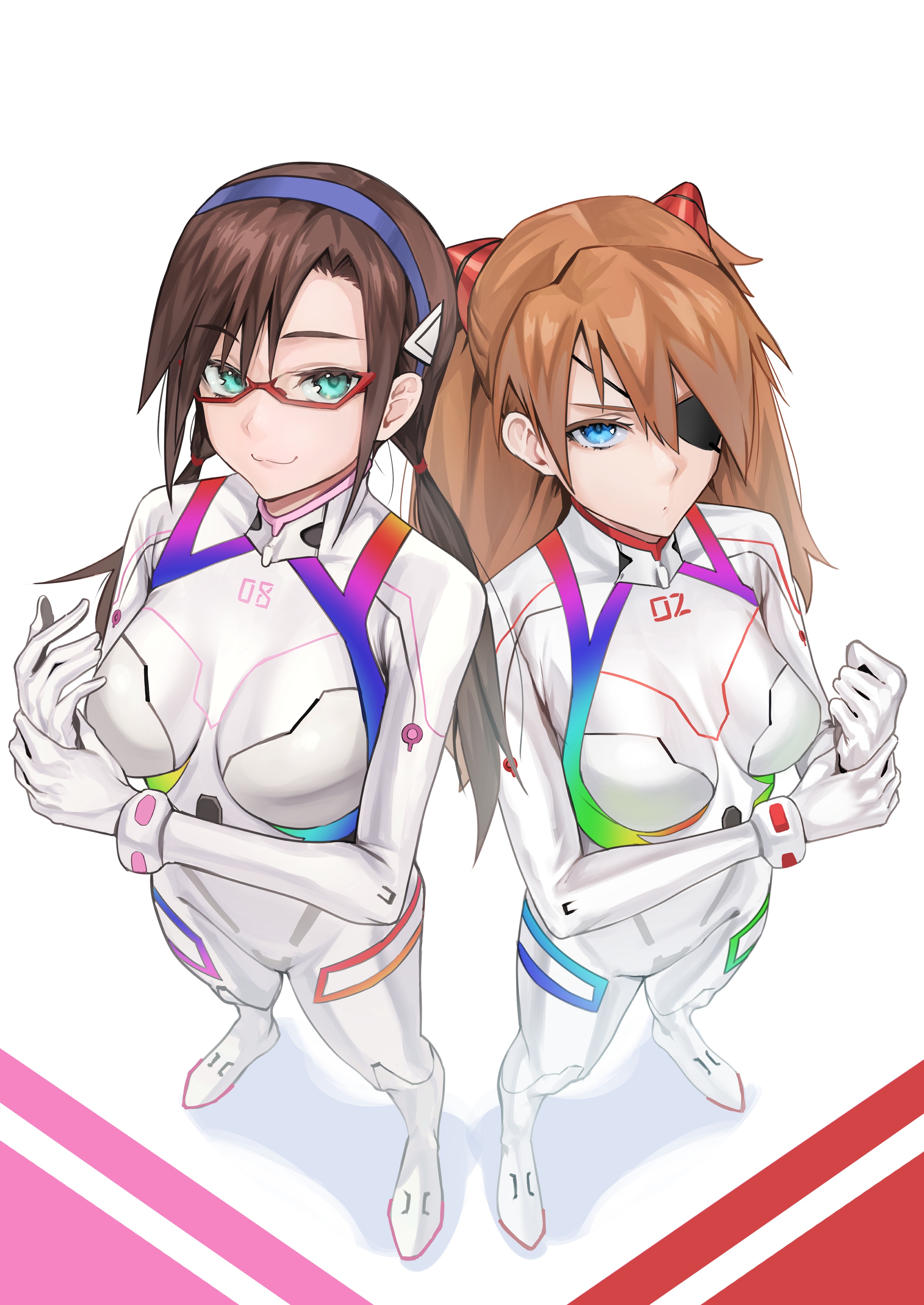 Asuka Langley Soryu and Makinami Mari Illustrious in Evangelion plugsuits HD Phone Wallpaper