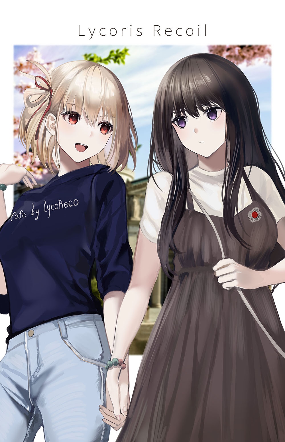 Lycoris Recoil Fan Art: Nishikigi Chisato and Inoue Takina HD Phone Wallpaper