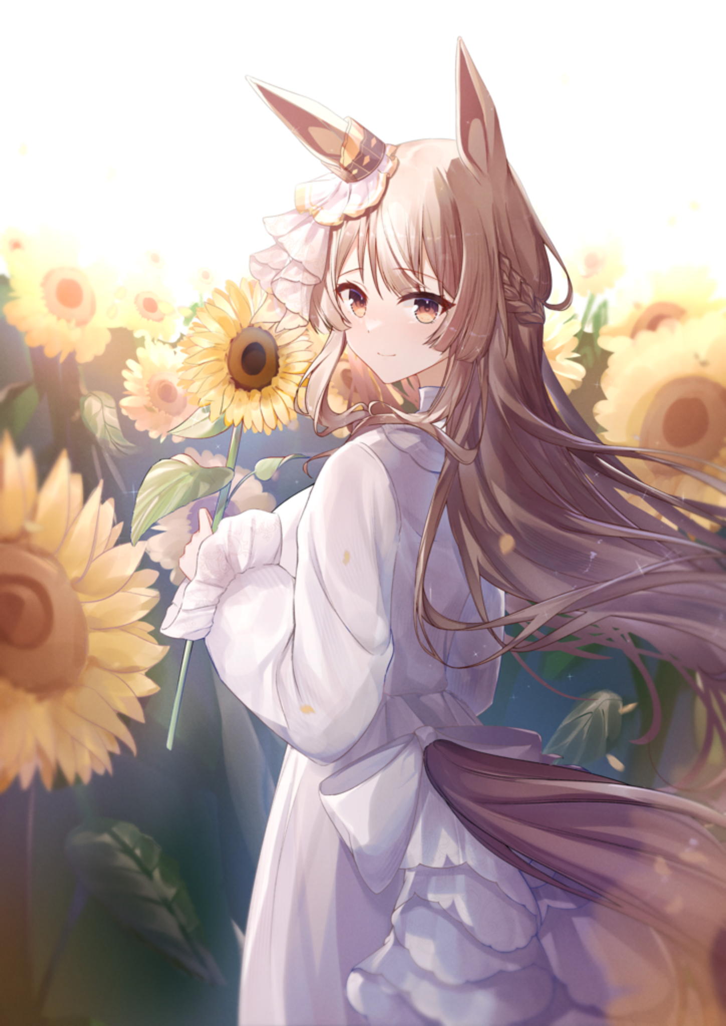 Satono Diamond from Uma Musume Pretty Derby with Sunflowers HD Phone Wallpaper