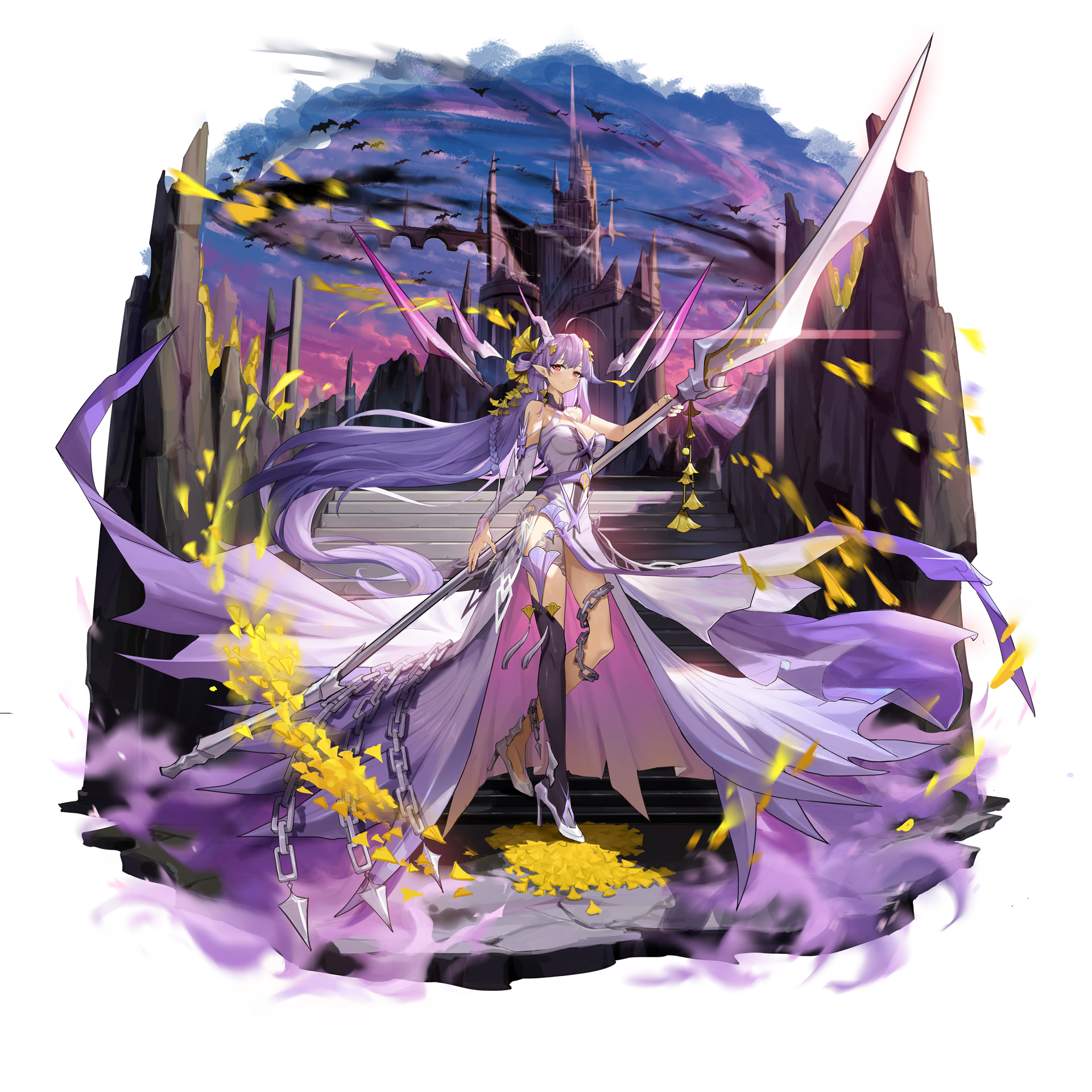 Ao Qi Chuan Shuo Character with Purple Hair and Weapon HD Wallpaper