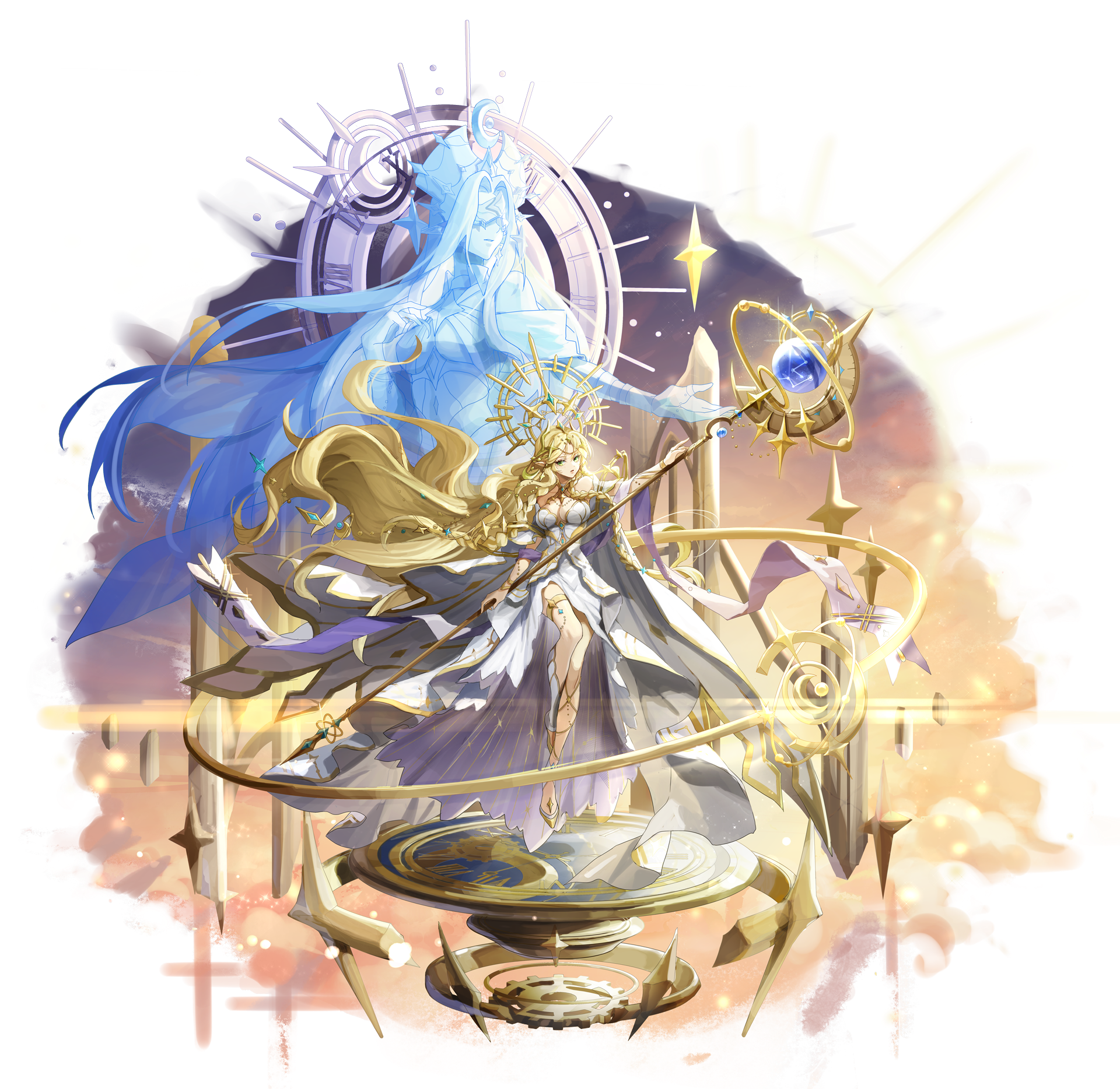 Aotsu Karin with a blue spectral figure behind her HD Wallpaper