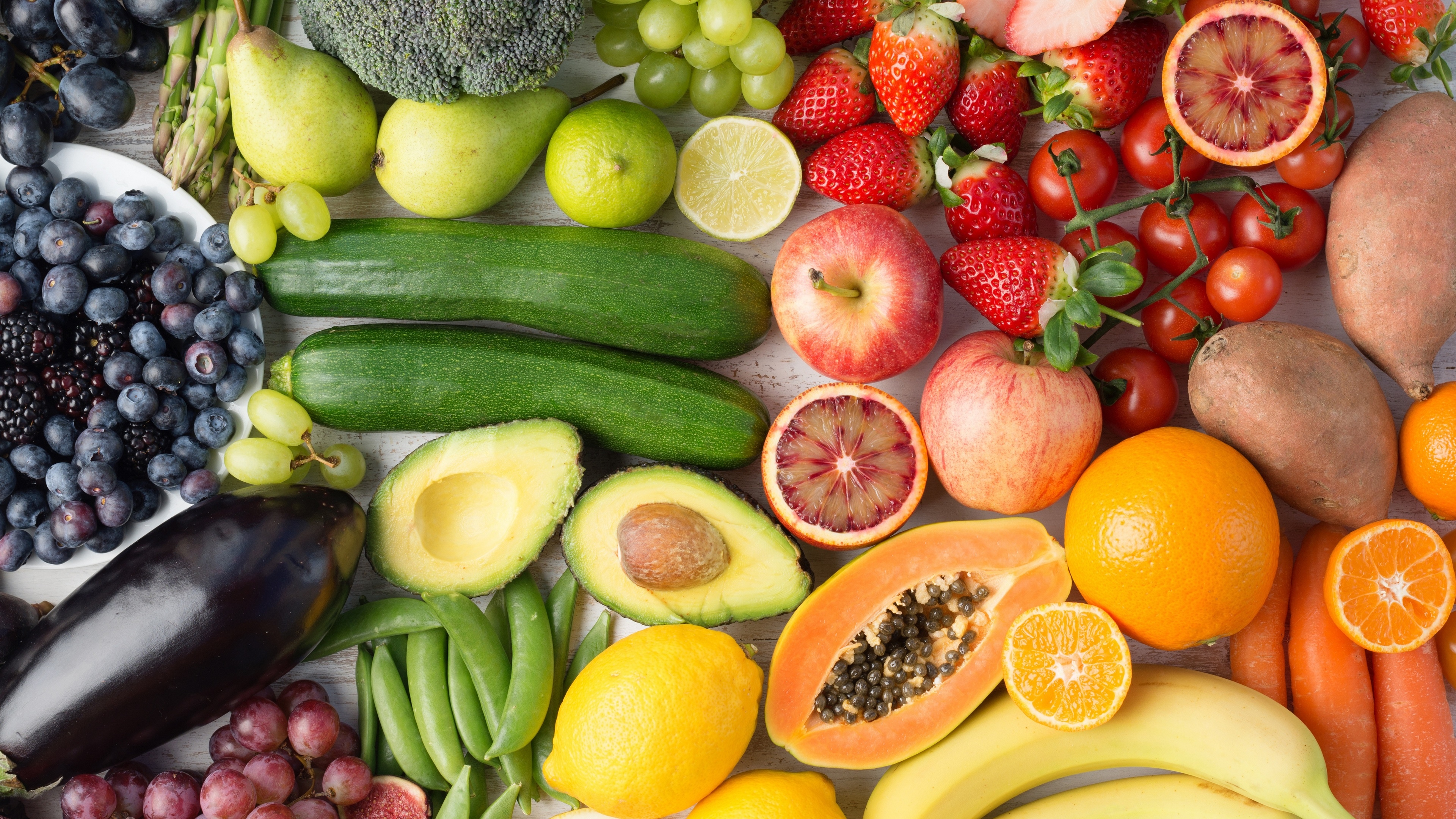 Assortment of fresh fruits and vegetables HD Wallpaper