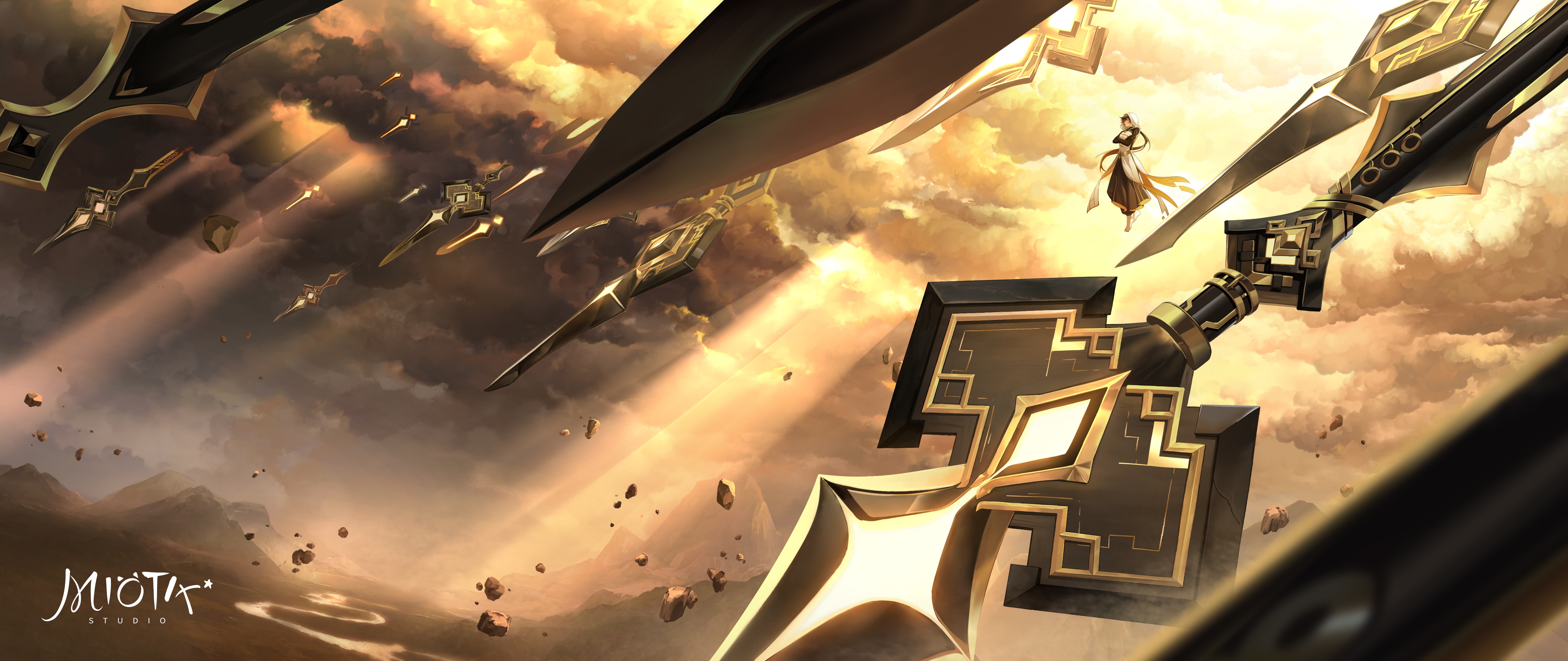 4K Genshin Impact Zhongli Spear Clouds HD Wallpaper