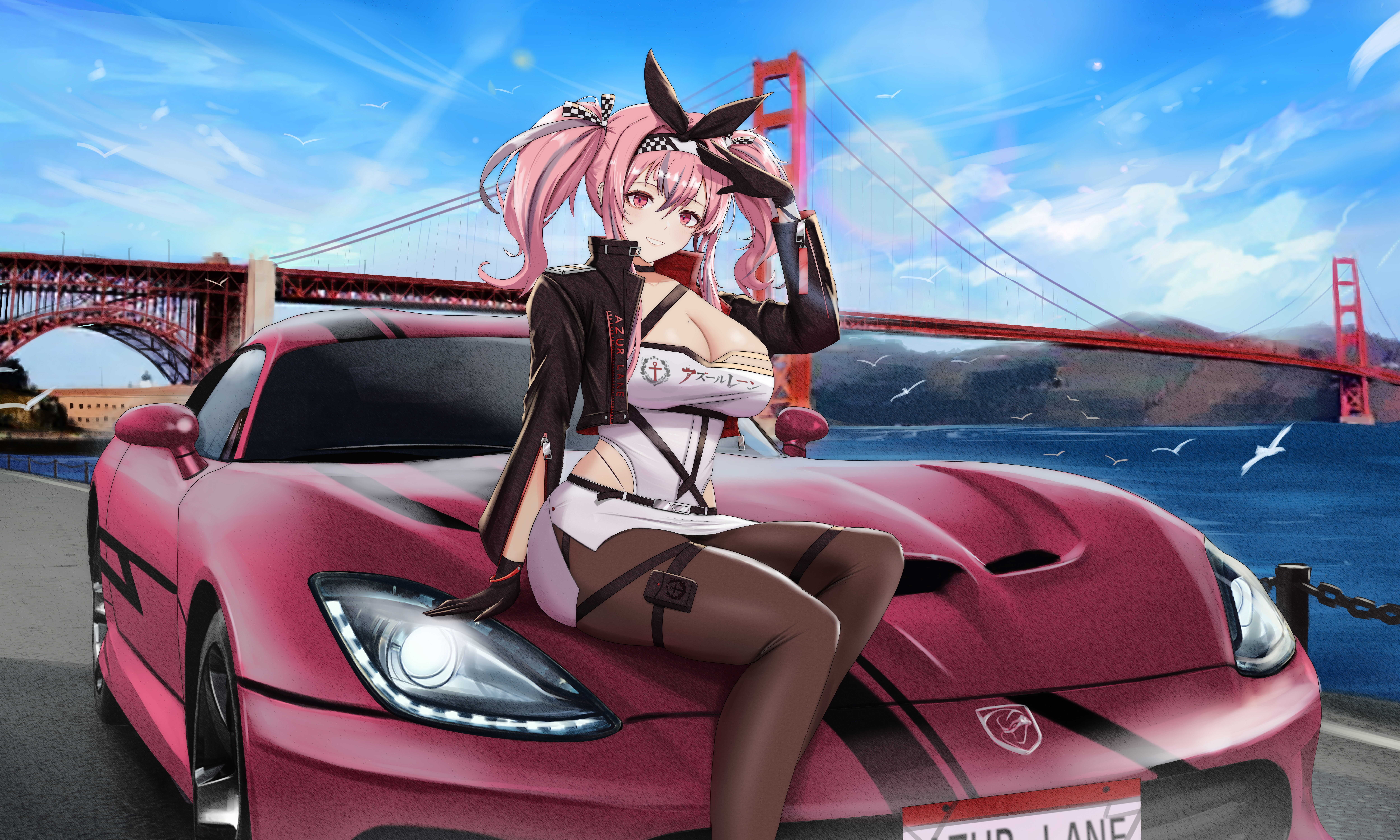 4K Bremerton in Race Queen Outfit with Dodge Viper HD Wallpaper