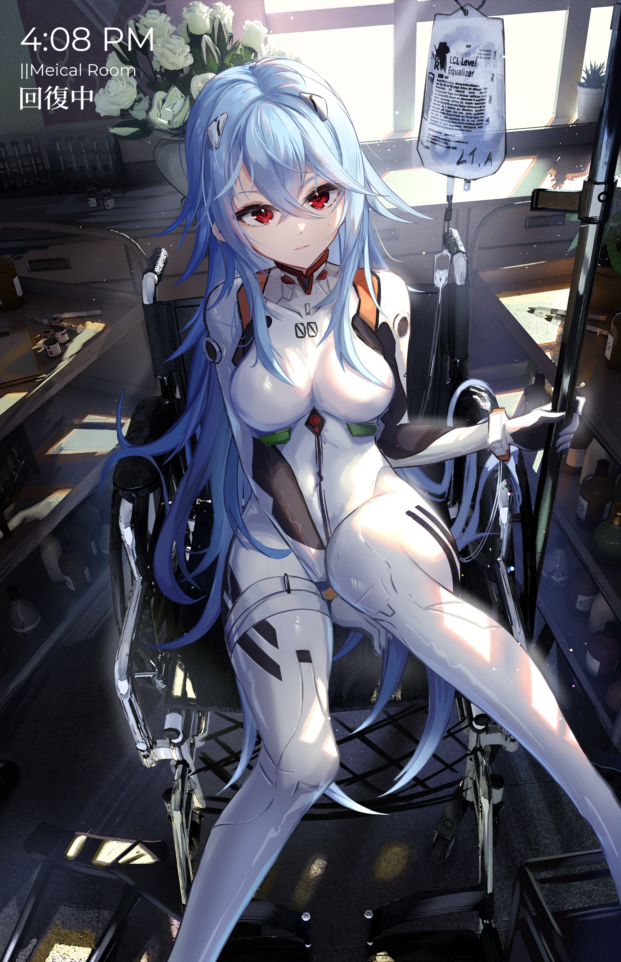 Ayanami Rei in a white bodysuit, Neon Genesis Evangelion fan art HD Phone Wallpaper