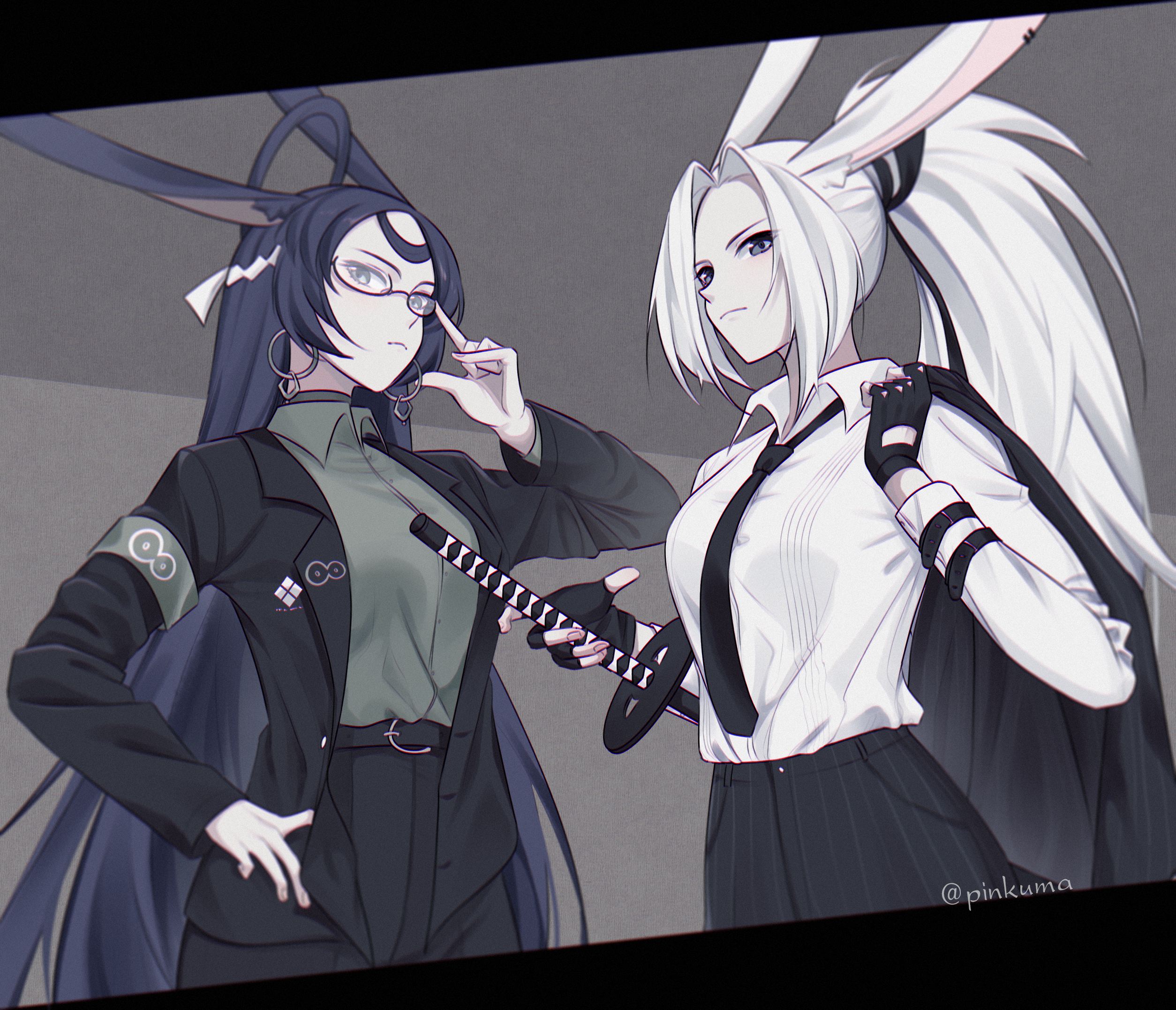 Azur Lane characters Hiryuu and Souryuu in suits HD Wallpaper