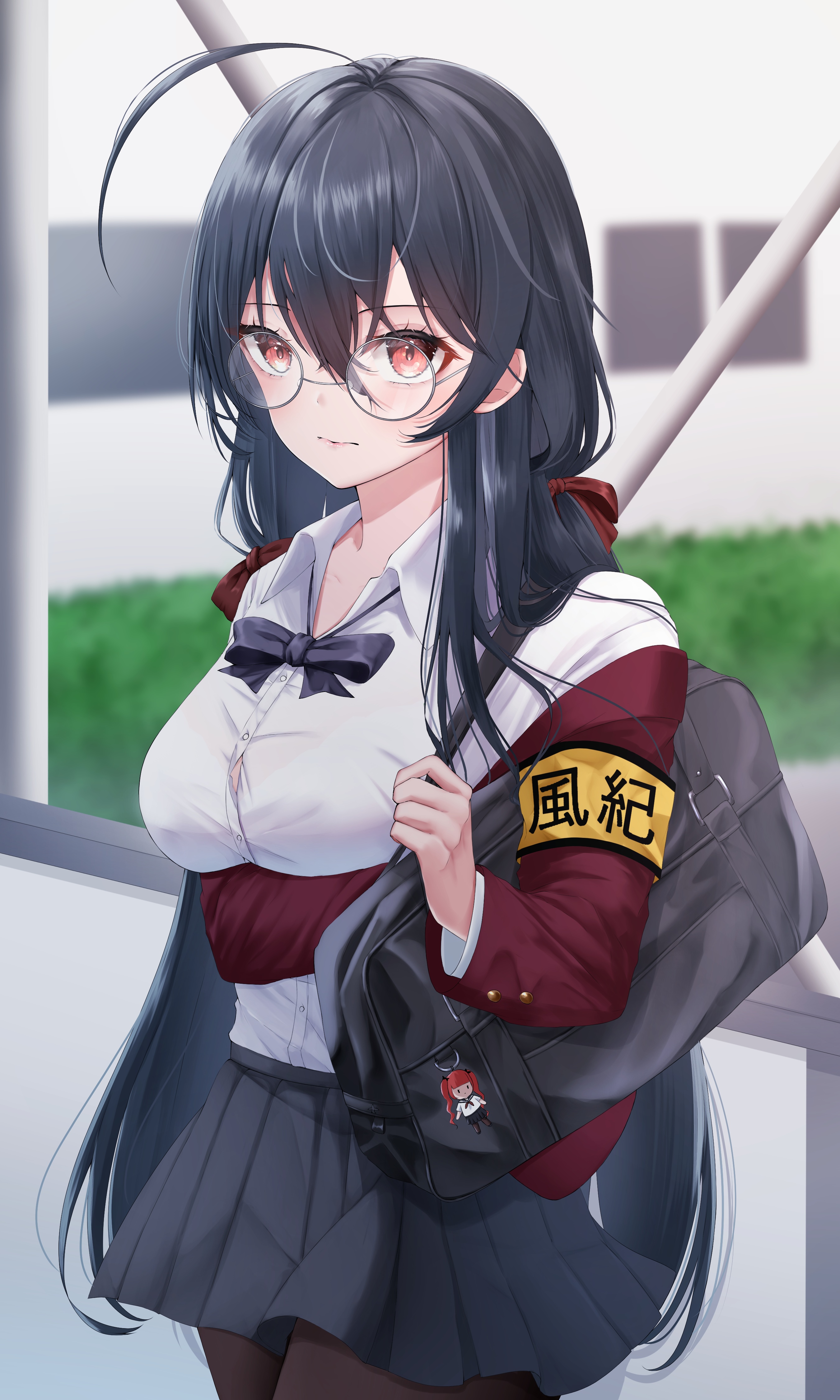 Azur Lane Taihou in school uniform with glasses HD Phone Wallpaper