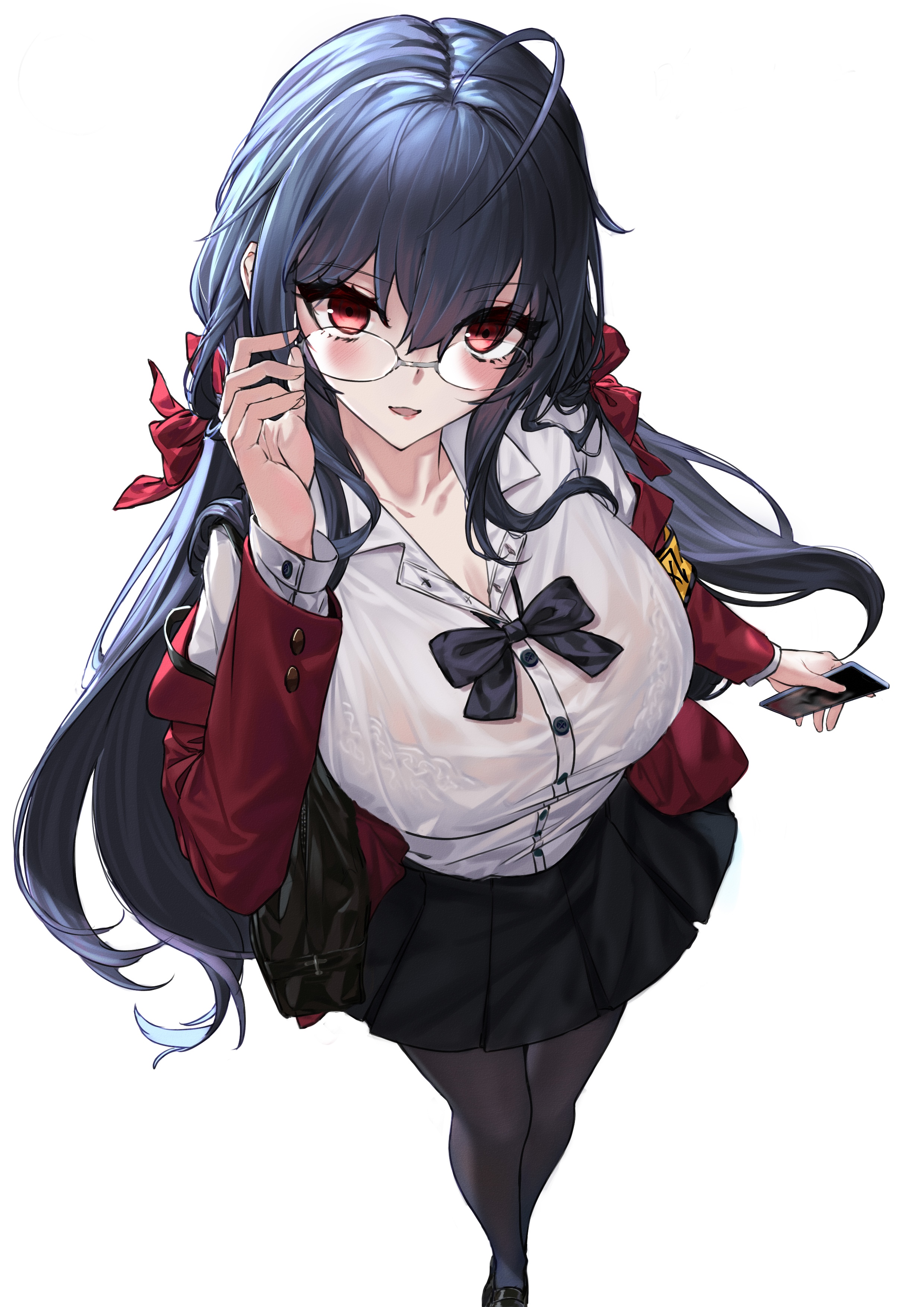Azur Lane Taihou fan art with glasses and school uniform HD Phone Wallpaper
