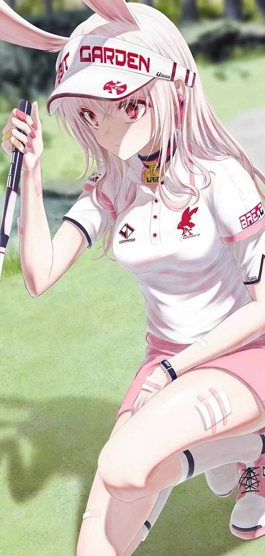 Anime girl with bunny ears playing golf, Bae.C HD Phone Wallpaper