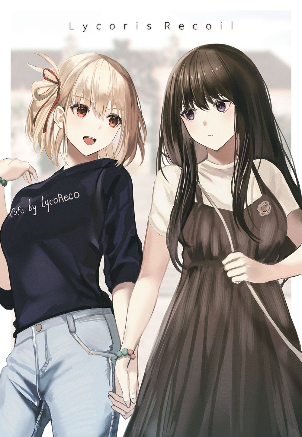 Lycoris Recoil: Chisato and Takina Holding Hands HD Phone Wallpaper