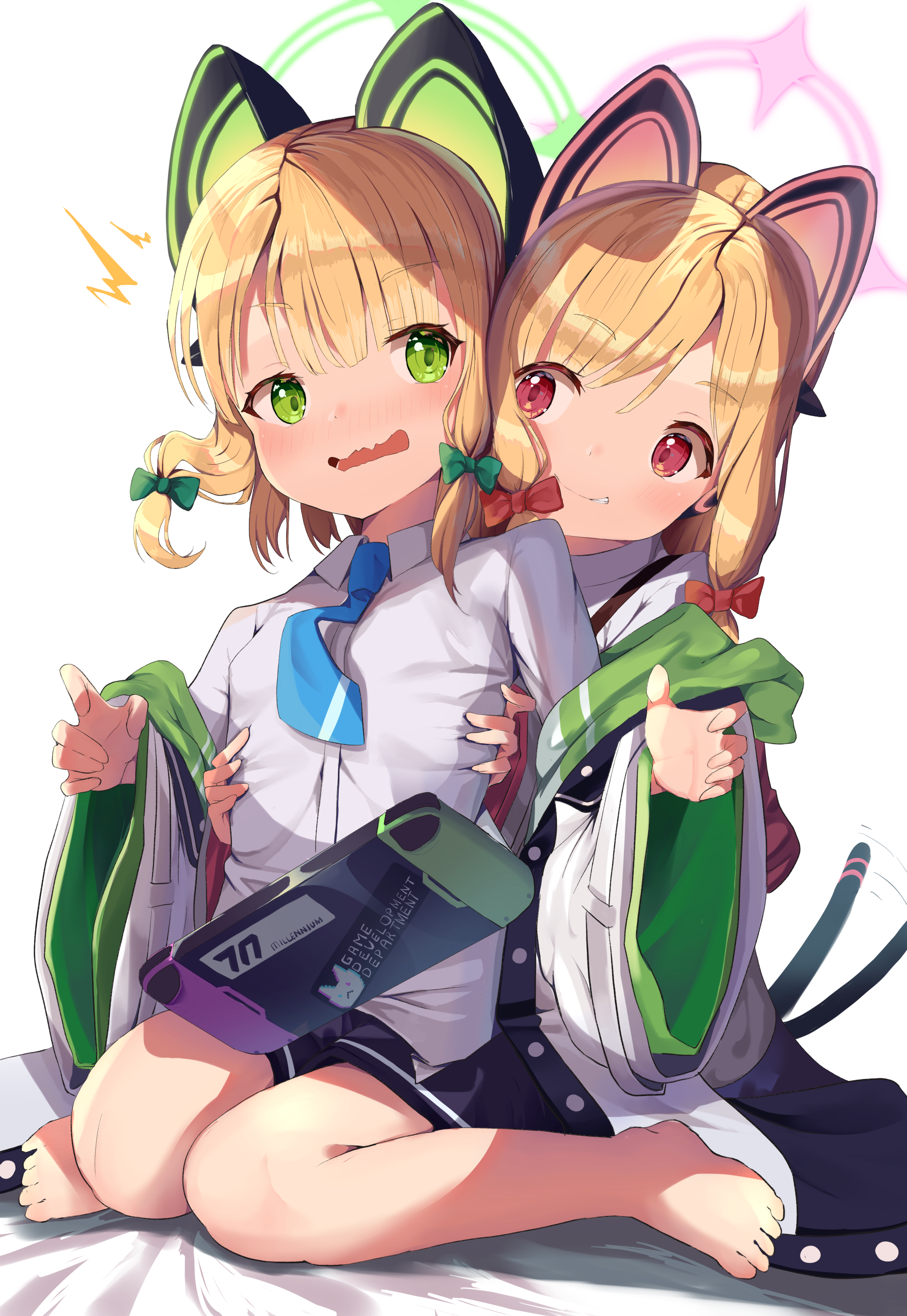 Saiba Momoi and Saiba Midori with Nintendo Switch HD Phone Wallpaper