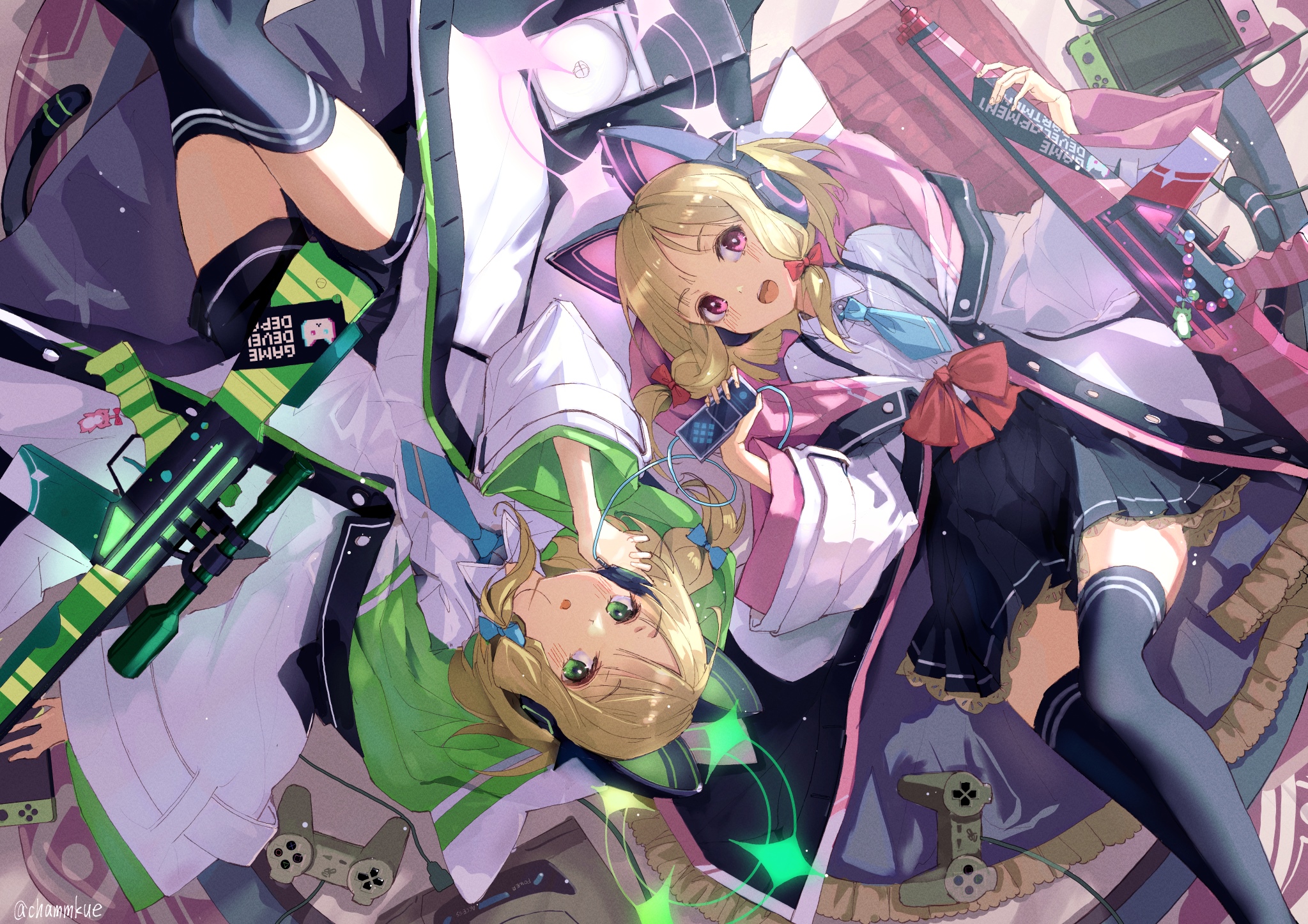 Saiba Midori and Saiba Momoi from Blue Archive with guns HD Wallpaper