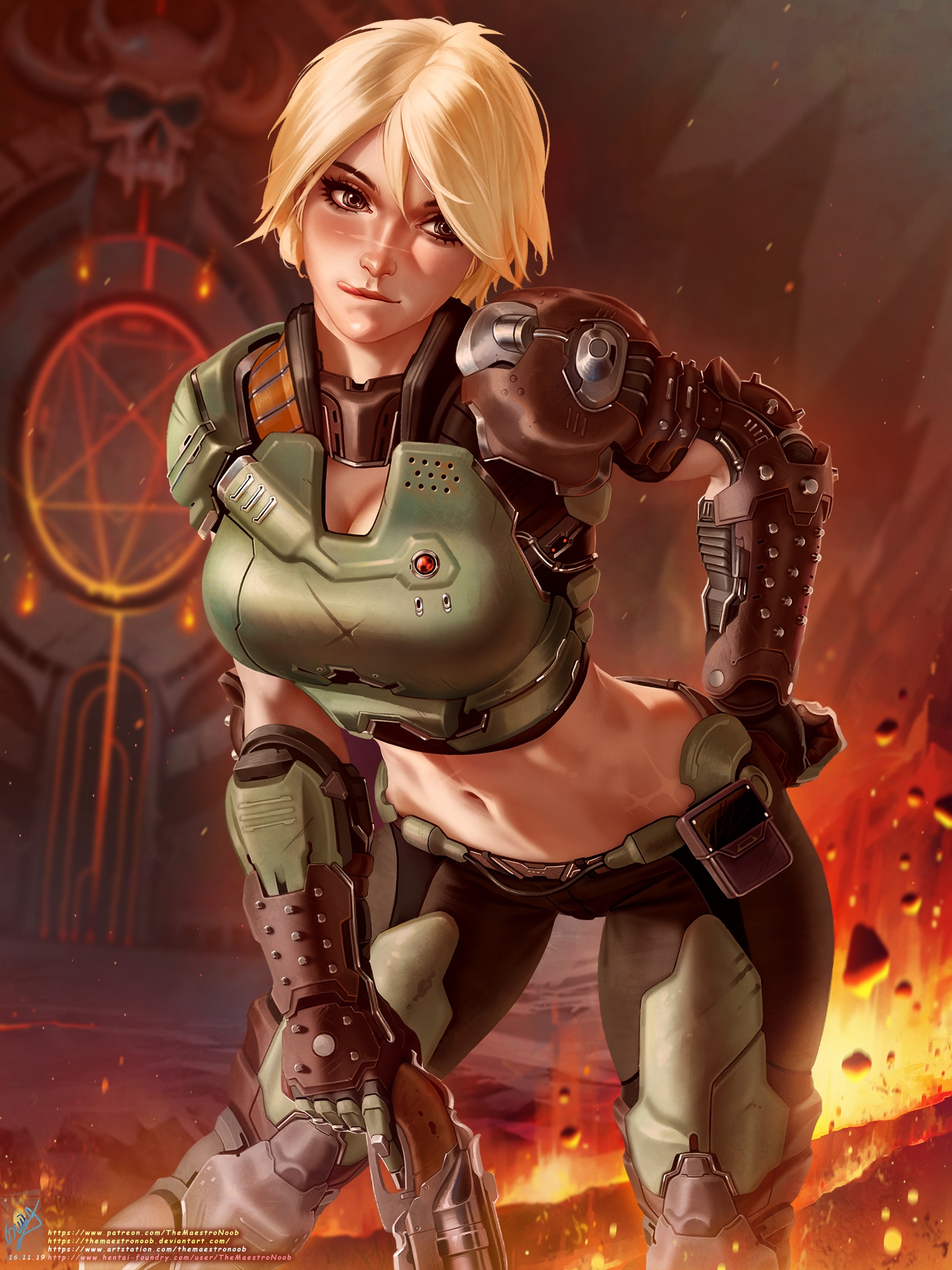 Female Doom Slayer in Hell HD Phone Wallpaper