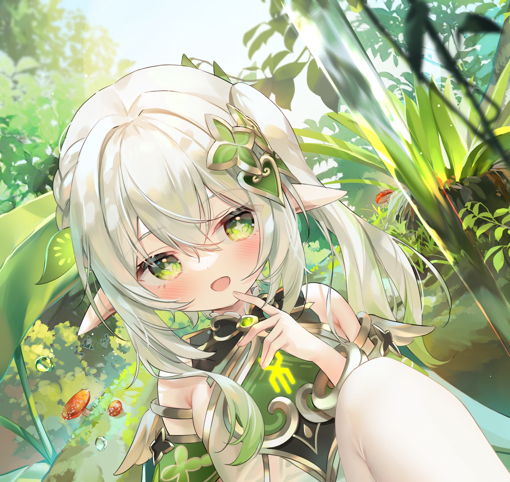 Nahida from Genshin Impact in a forest HD Wallpaper