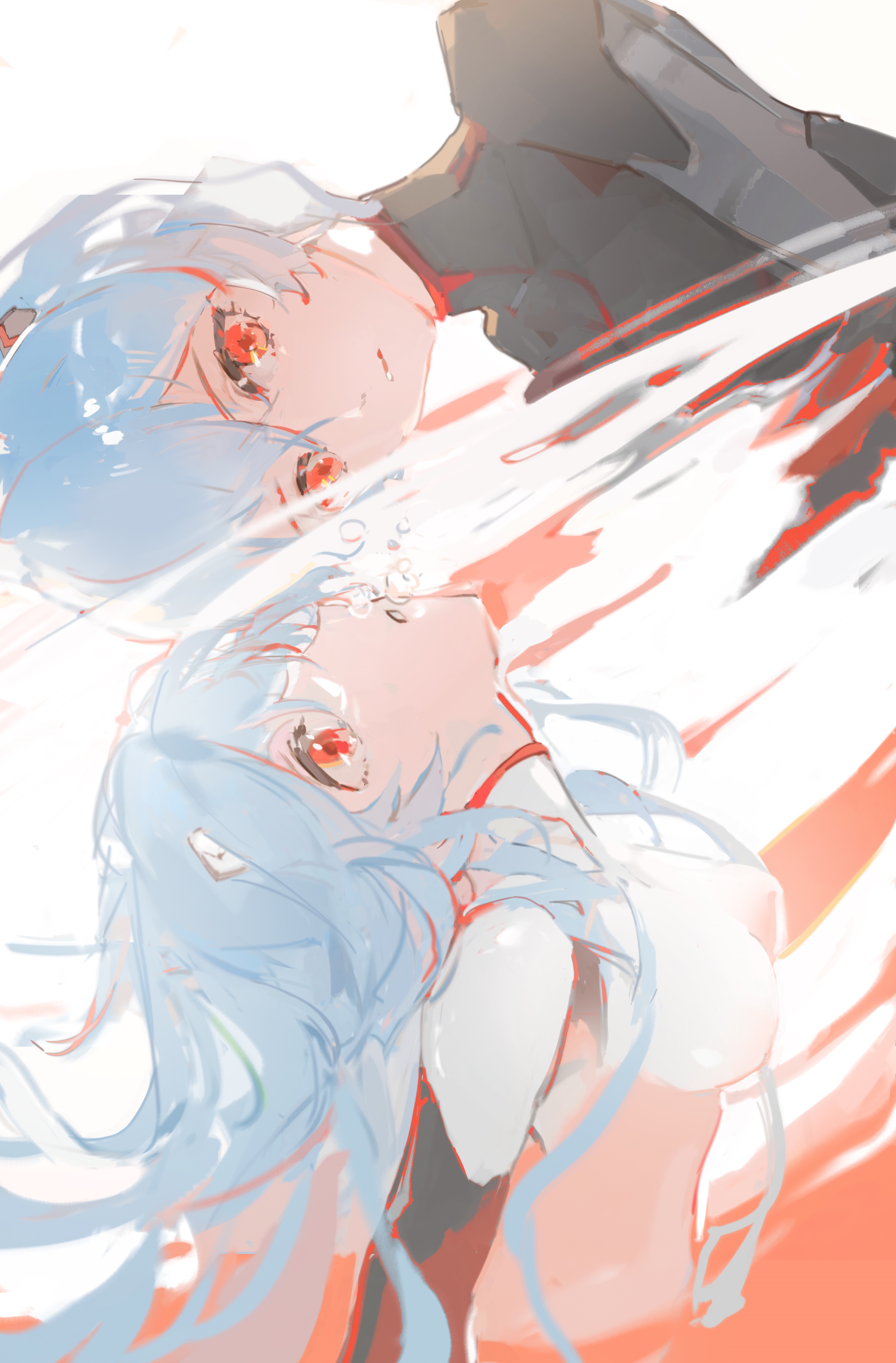 Ayanami Rei and another woman underwater HD Phone Wallpaper