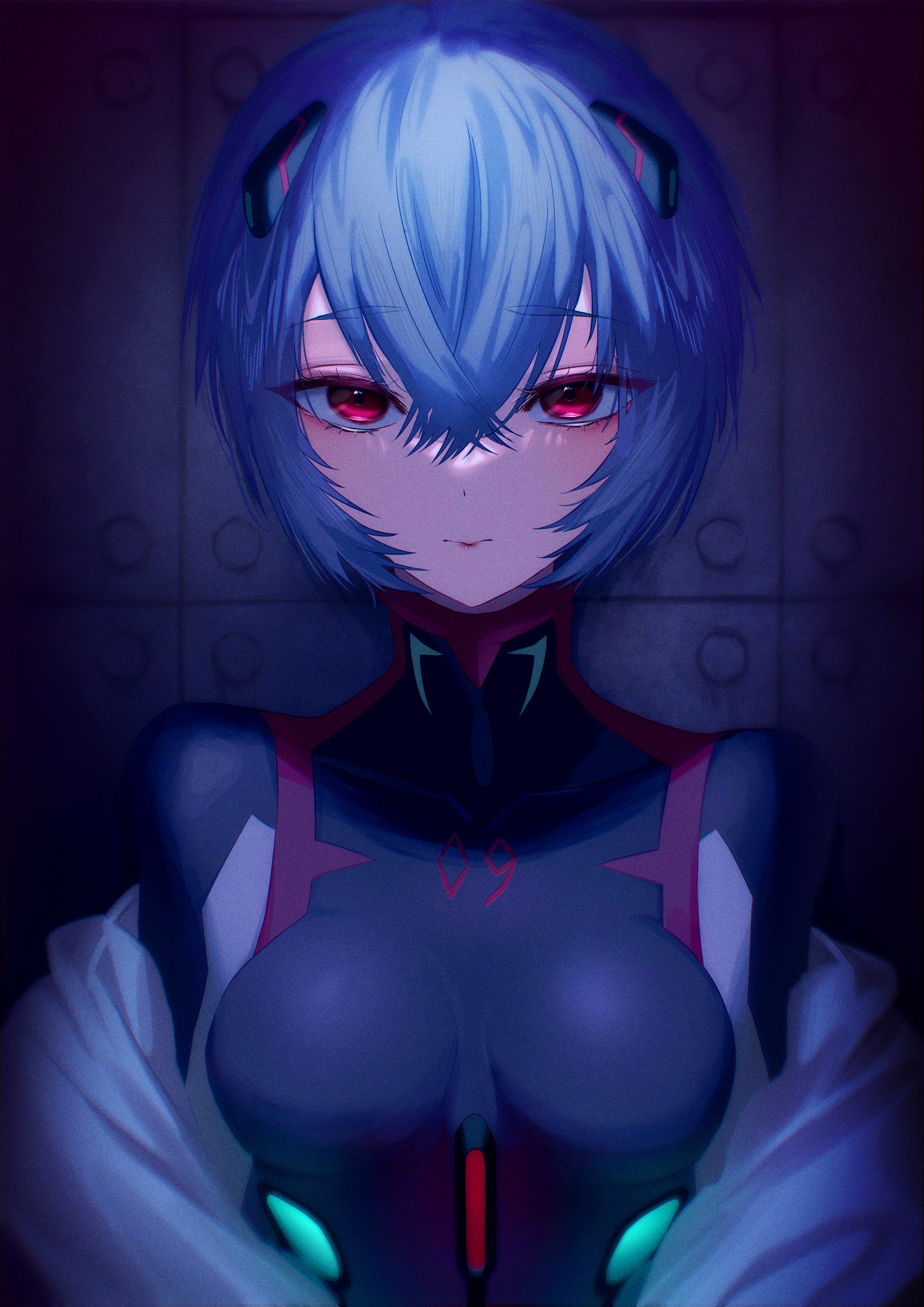 Ayanami Rei in a blue bodysuit from Evangelion HD Phone Wallpaper