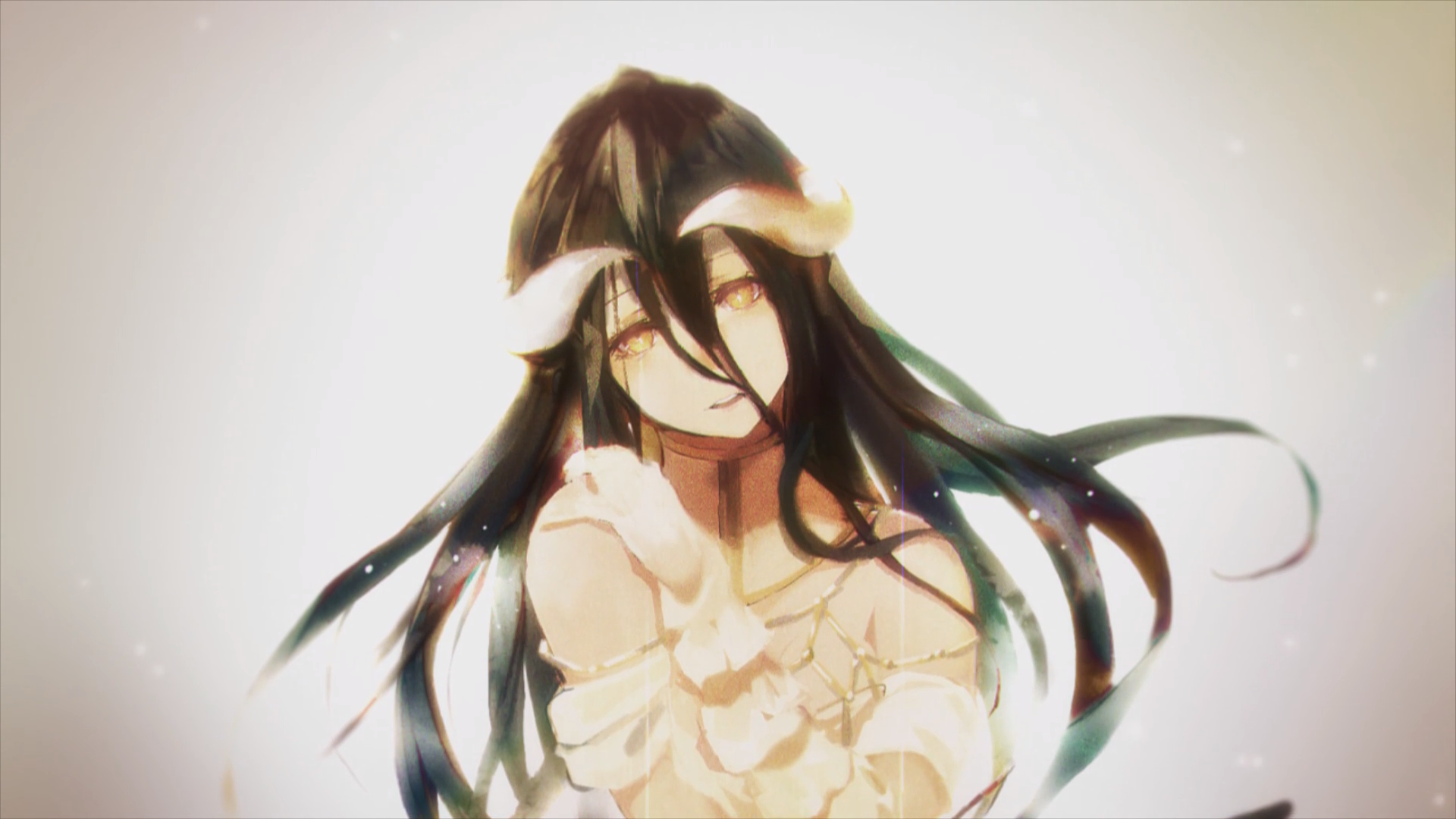 Albedo with horns and yellow eyes from Overlord HD Wallpaper