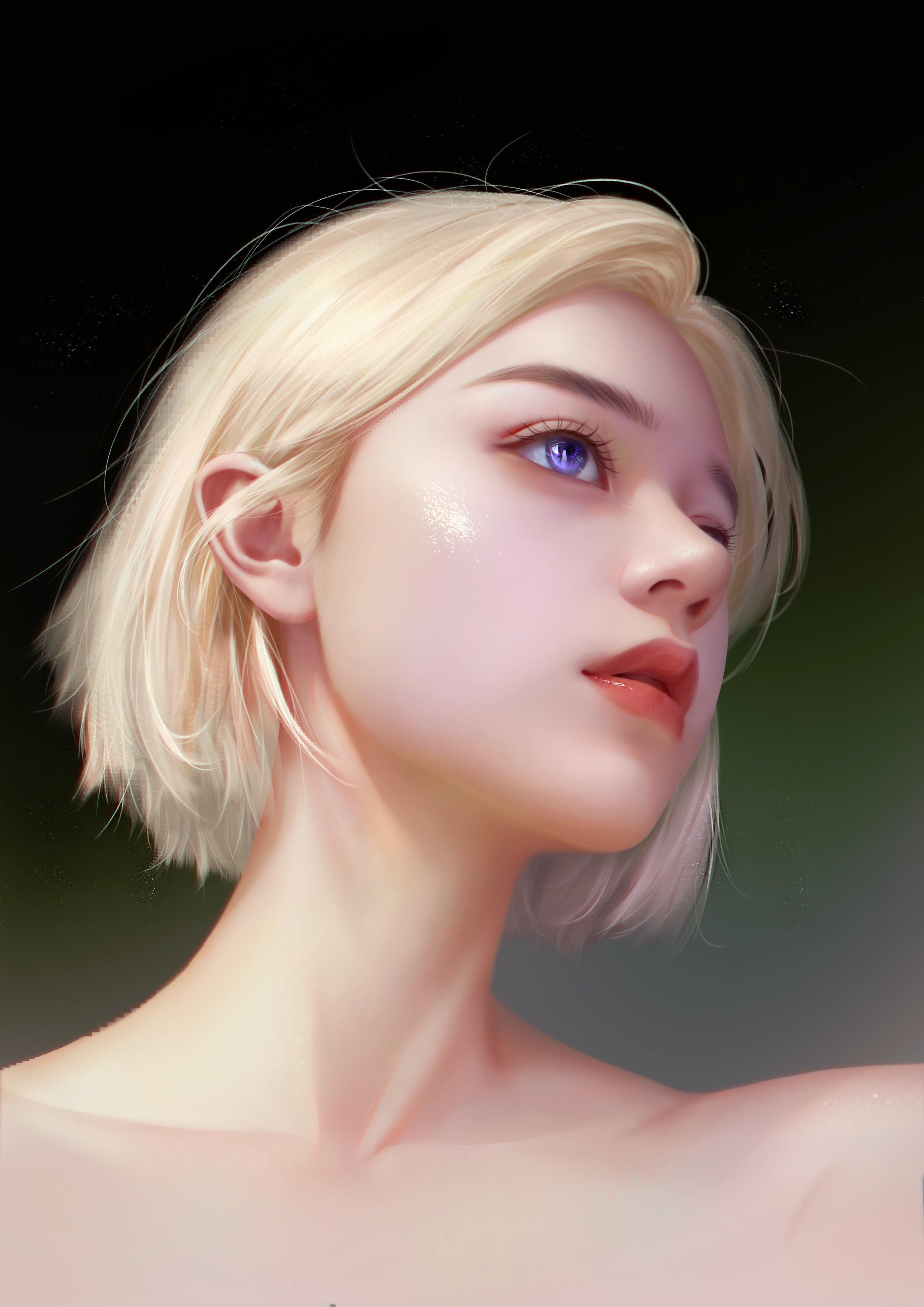 Painting of a woman with blonde hair and blue eyes HD Phone Wallpaper