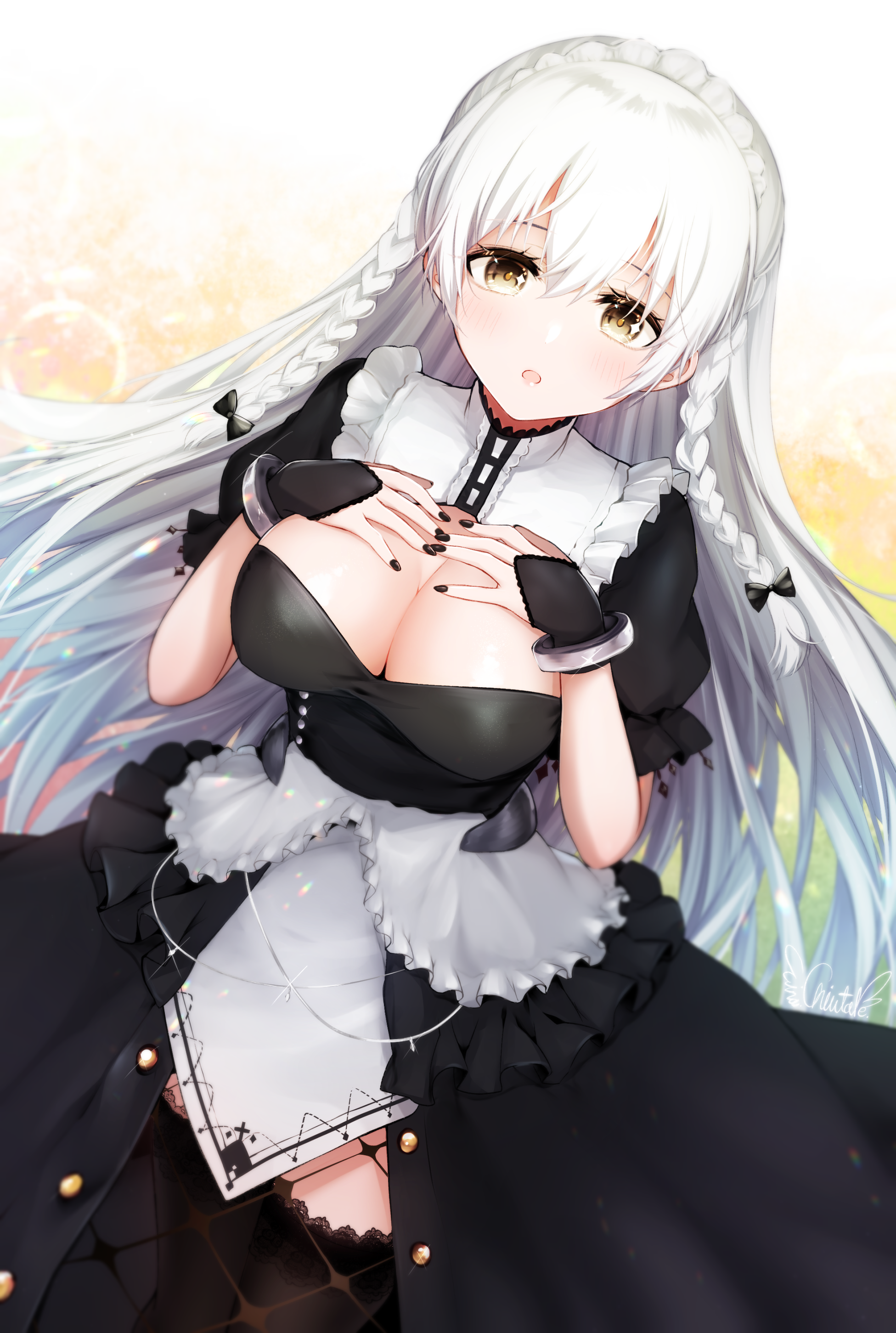Hermione in a maid outfit, Azur Lane fan art HD Phone Wallpaper