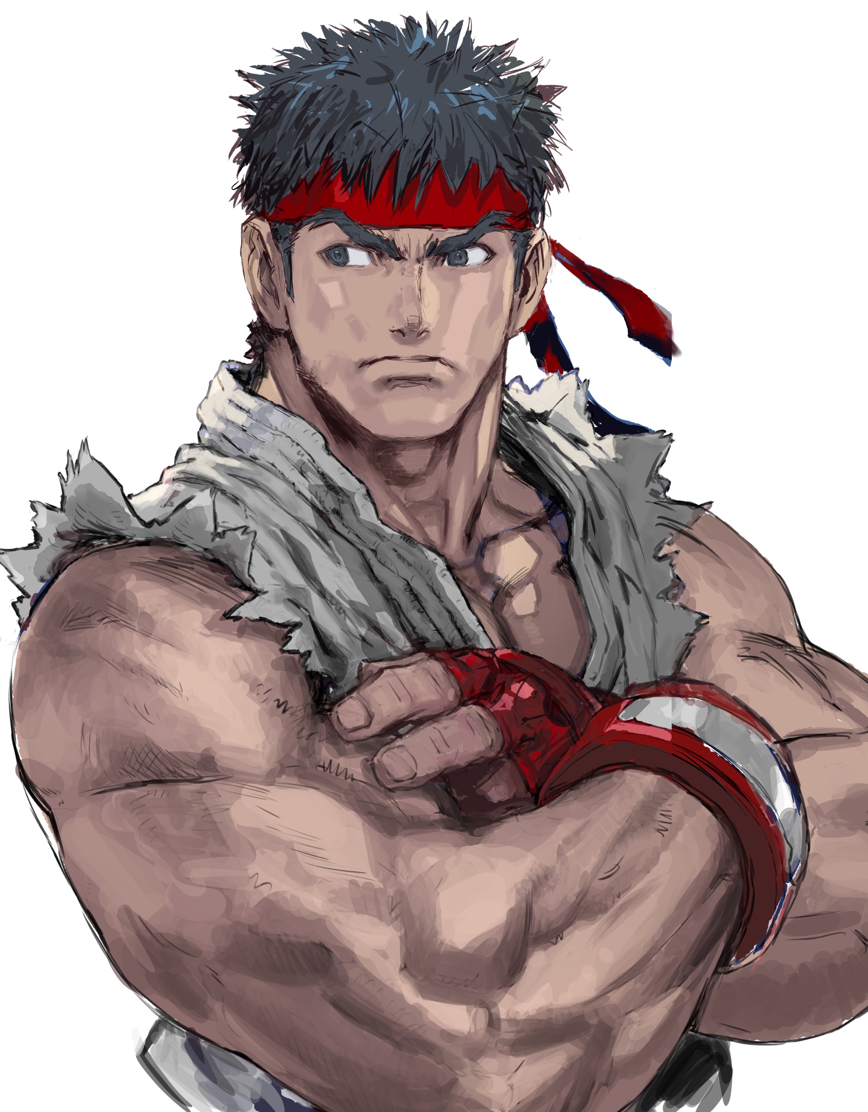 Ryu from Street Fighter with muscular physique HD Phone Wallpaper